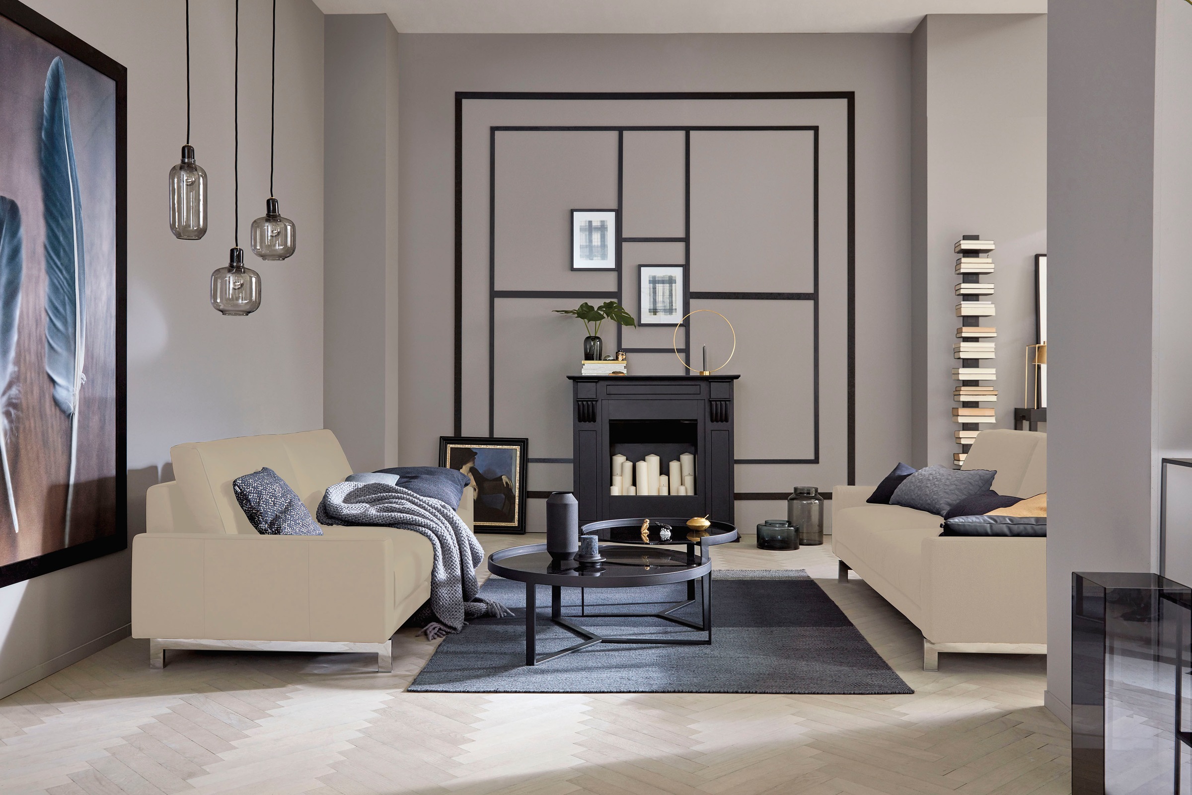 Creation BY ROLF BENZ 2,5-Sitzer »CR.450, Designsofa, Loungesofa«, Armlehne niedrig, Fuß chromfarben glänzend, Breite 184 cm