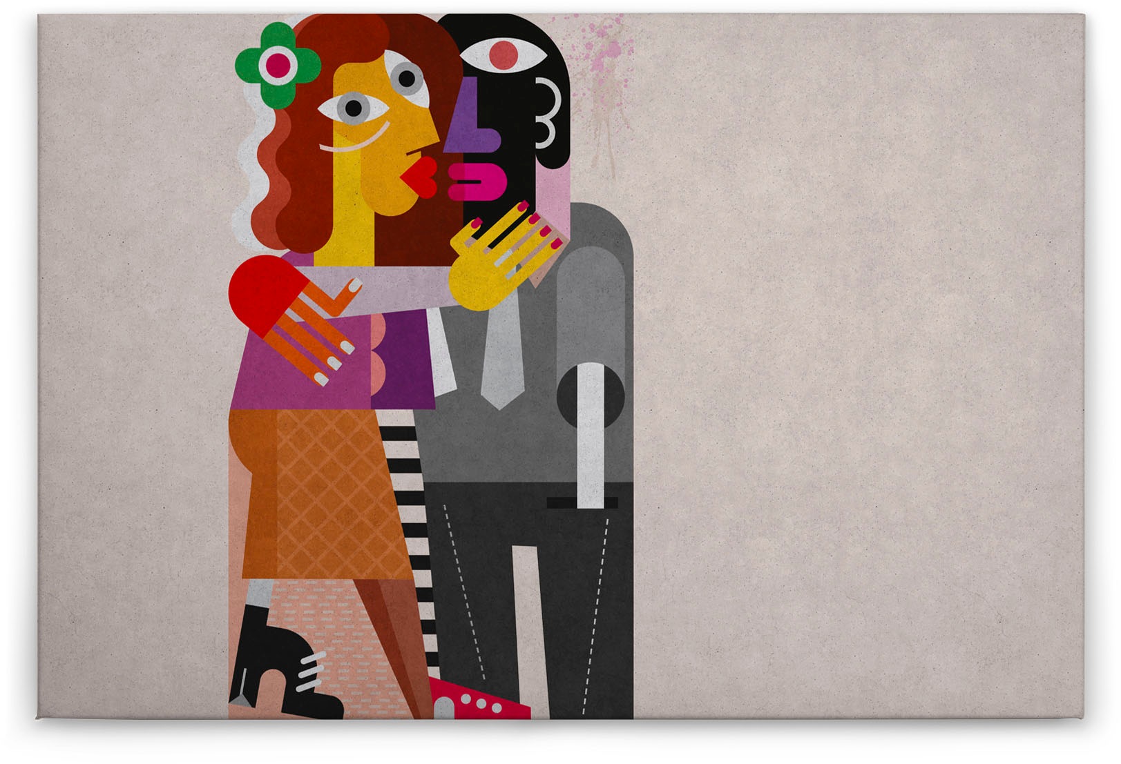 Bricoflor 60Er Jahre Wandbild Bunt Kunst Leinwand Bild Im Retro Stil Ideal günstig online kaufen