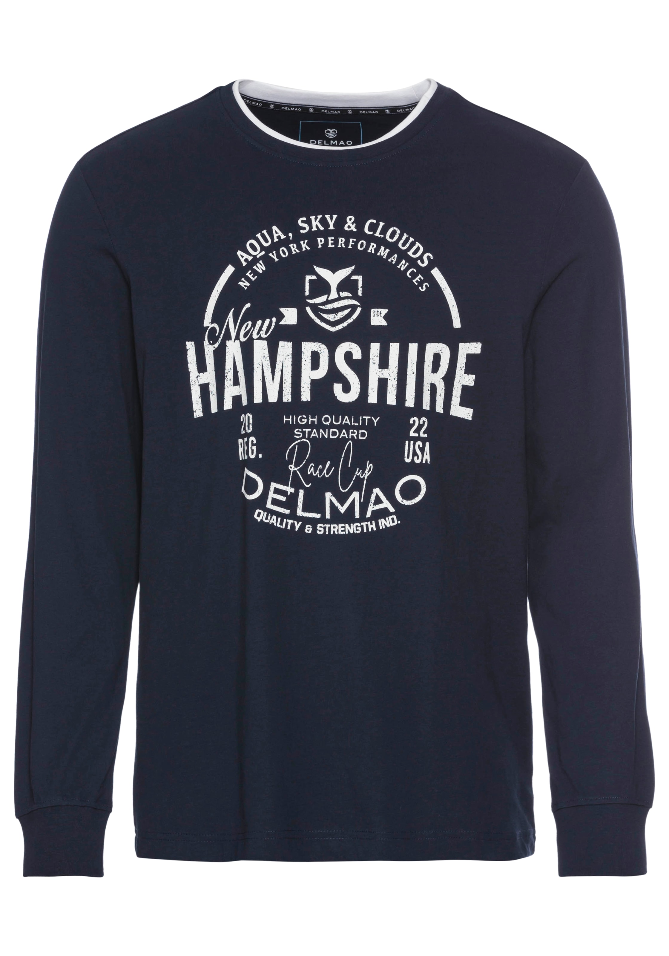 DELMAO Langarmshirt, mit modernem Print - NEUE KOLLEKTION