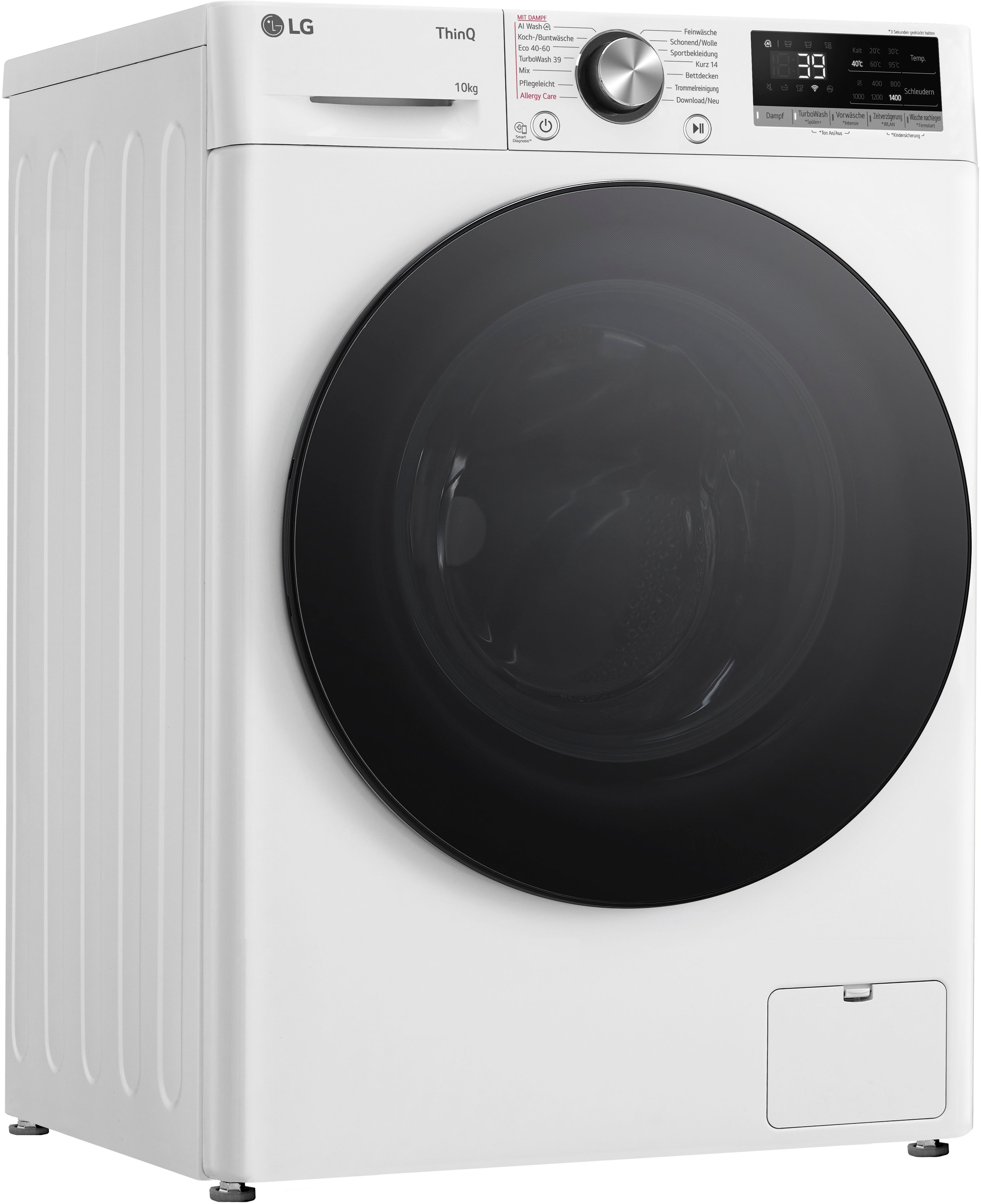 LG Waschmaschine »F4WR700Y« 10 kg 1400 U/min AI Wash, ThinQ App inkl. Programm-Download weiß Wäsche nachlegen: vergessene Wäschestücke einfach...