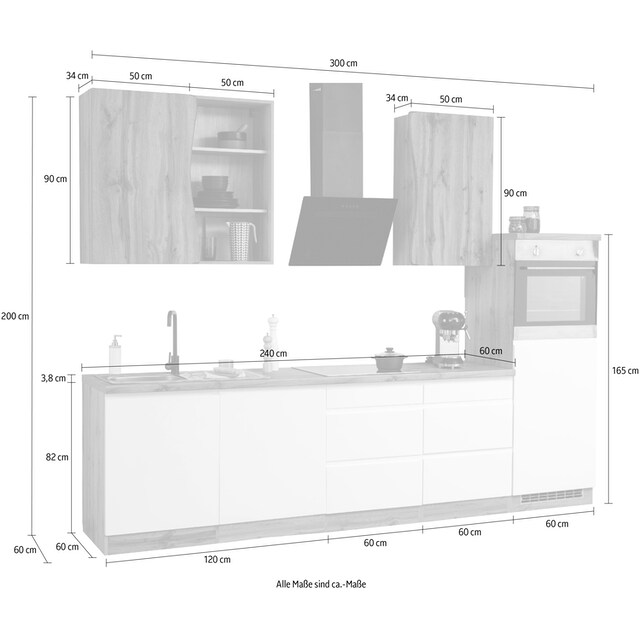 HELD MÖBEL Küche »Bruneck«, 300cm breit, ohne E-Geräte, hochwertige MDF- Fronten jetzt im %Sale