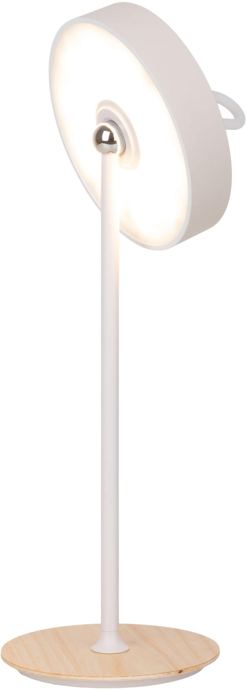 my home LED Tischleuchte »Charmont mit Holzfuß, abnehmbares Kopfteil als Hängeleuchte verwendbar« LED-Modul 1 Stk. Warmweiß aufladbar, inkl Akku + USB Kabel, Kopfteil magnetisch, abnehmbar, Holz