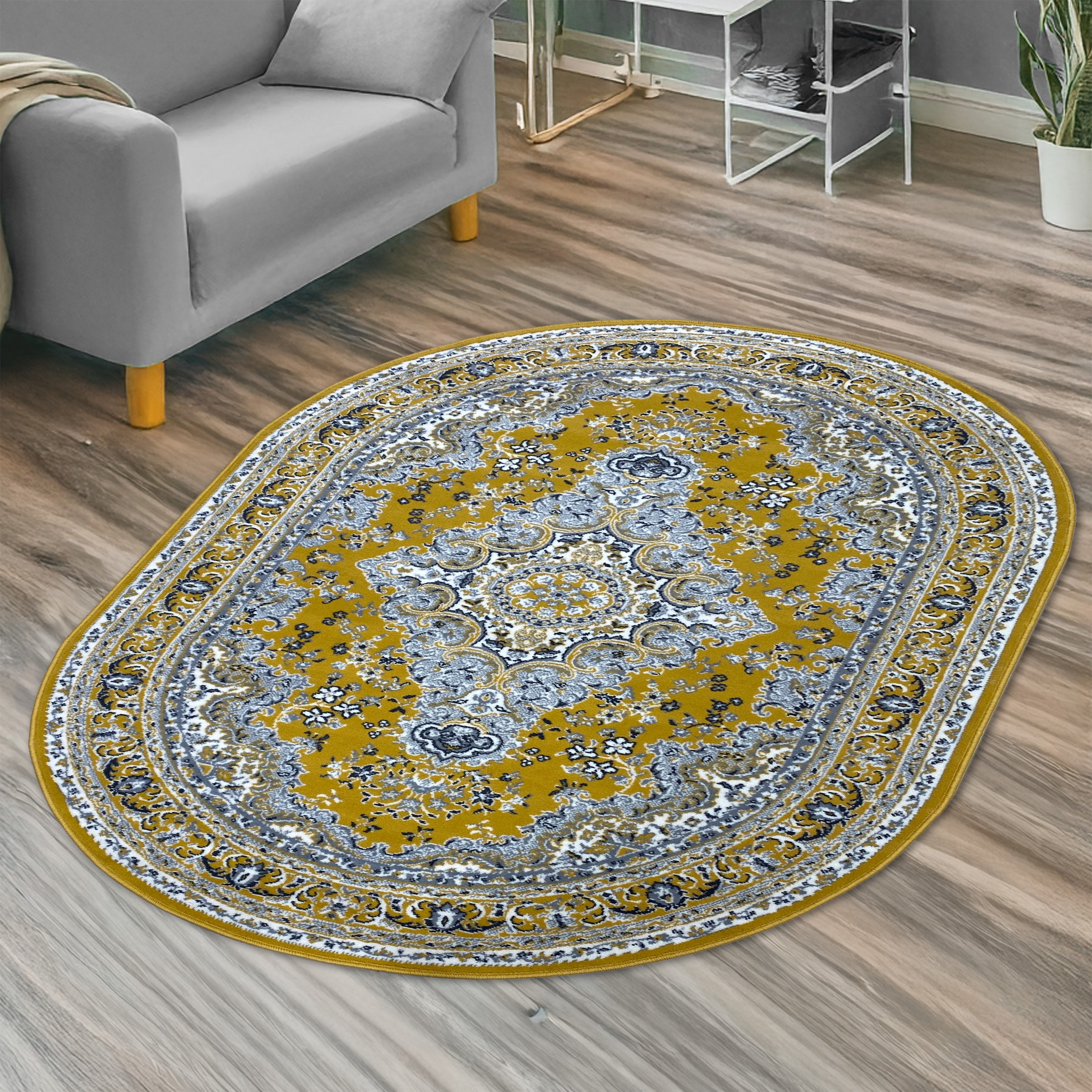 my home Teppich »Oriental, Made in Belgium« oval 7 mm Höhe Orient-Optik, mit Bordüre, Kurzflor, pflegeleicht, elegant