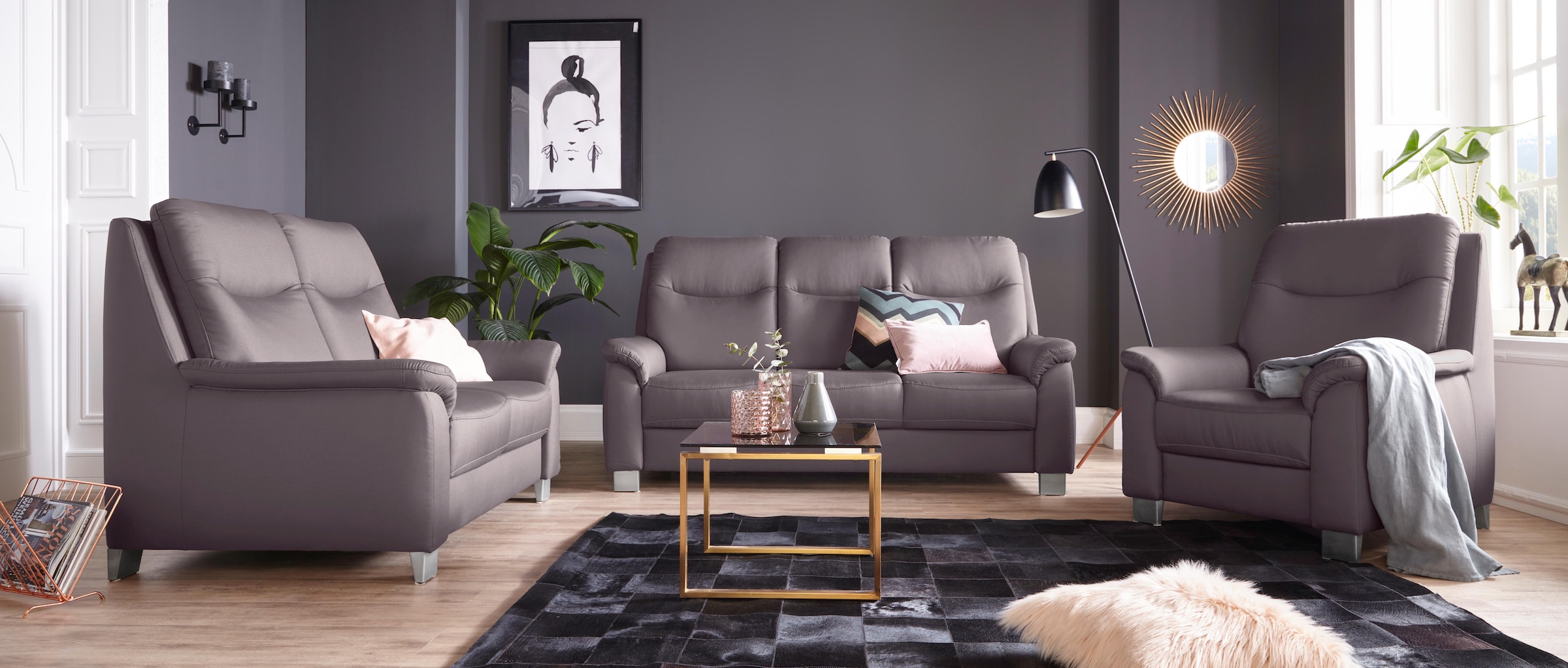 sit&more 2-Sitzer »Boccaccio«, inklusive Federkern und Kopfteilverstellung