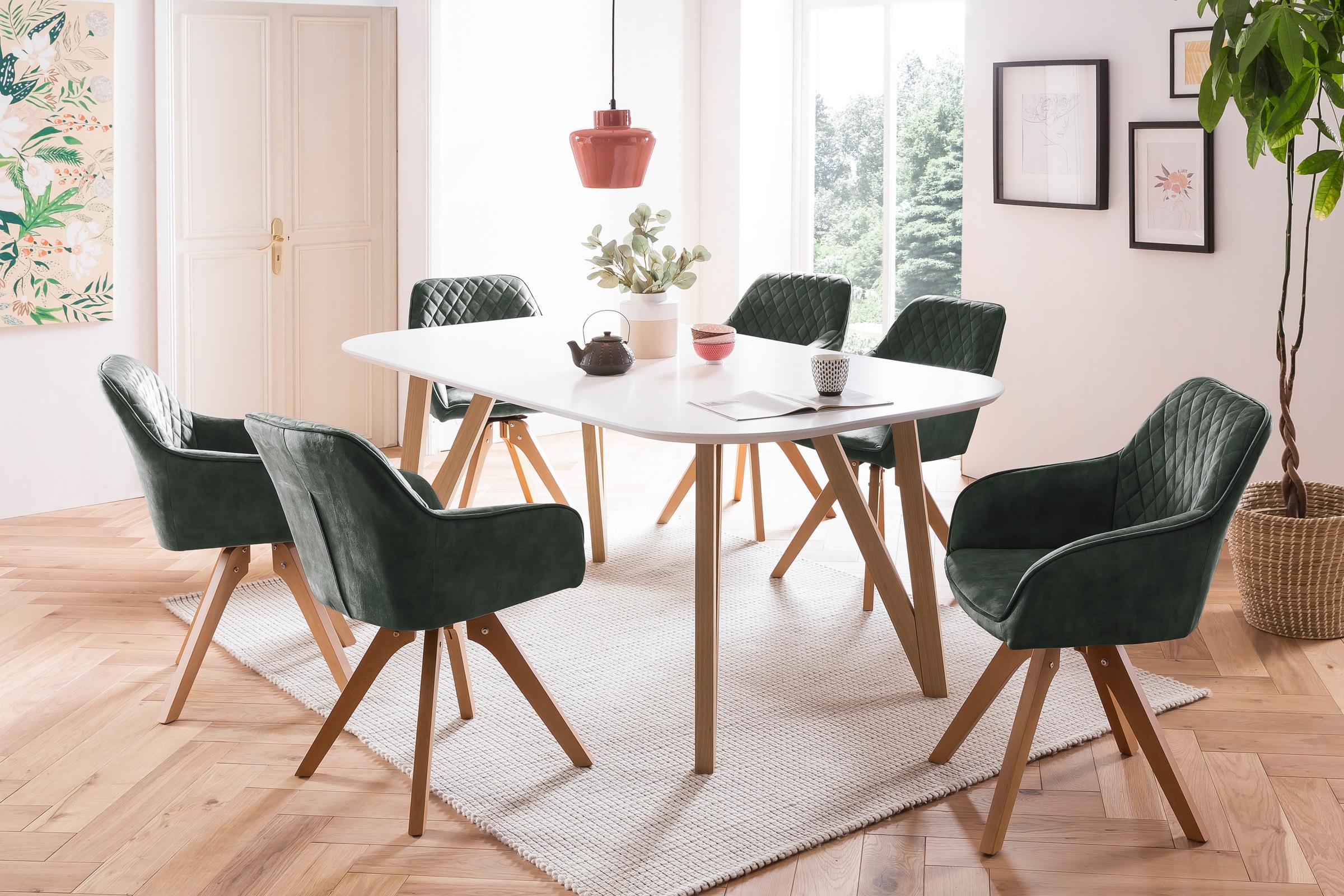 SalesFever Essgruppe »Eleganter Tisch inkl. Stühle« 5-teilige Samtverlours- günstig online kaufen