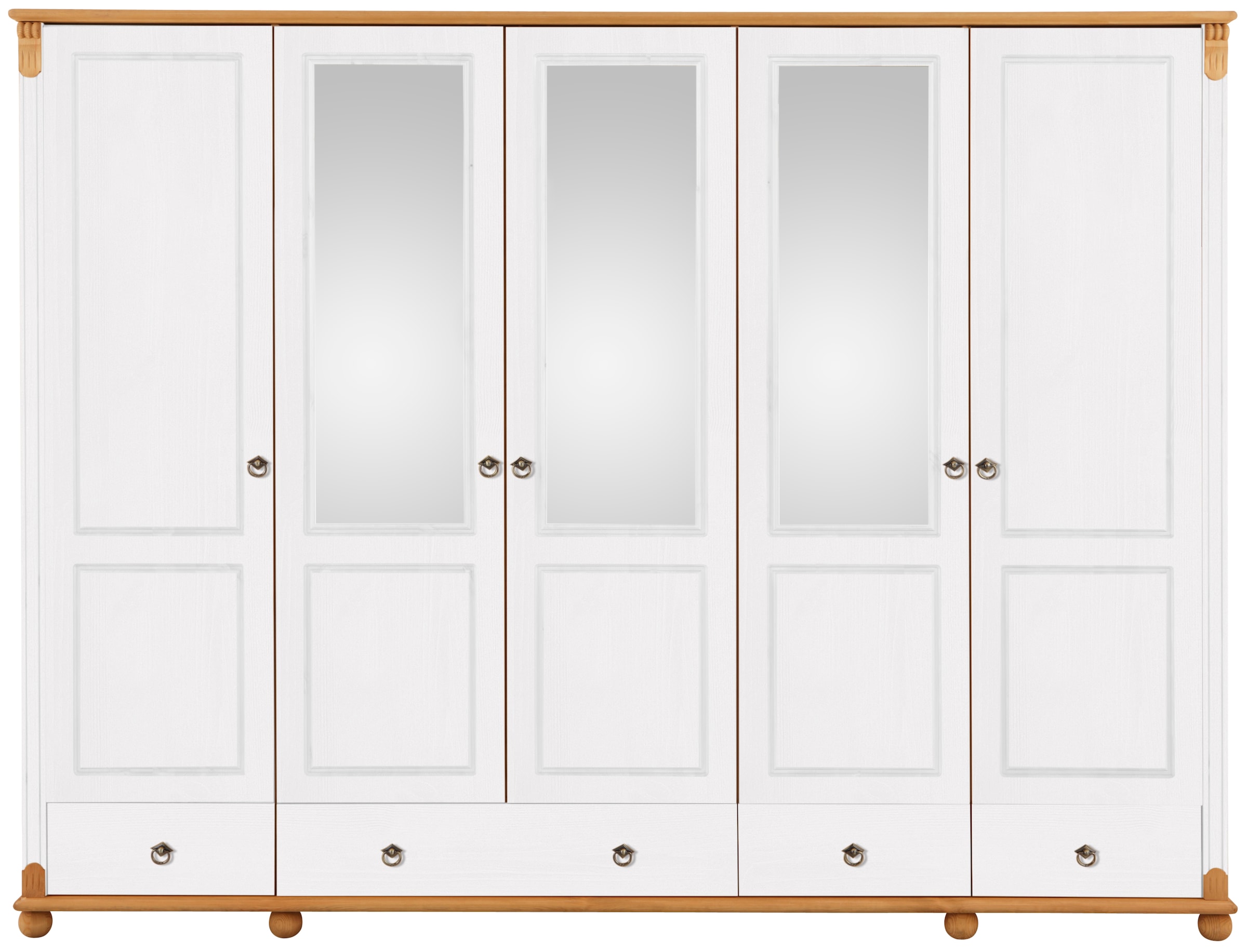 Home affaire Kleiderschrank »Tessin«, (B/H/T ca. 245/191/59 cm), Breite 245 cm, Kiefer massiv, mit Spiegel