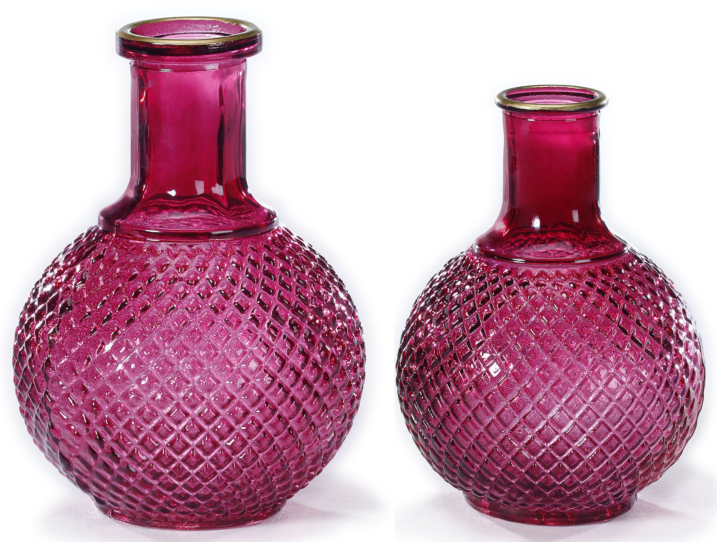 Tischvase, (Set, 2 St.), mit Rautemuster, Höhe ca. 15 cm und 18 cm