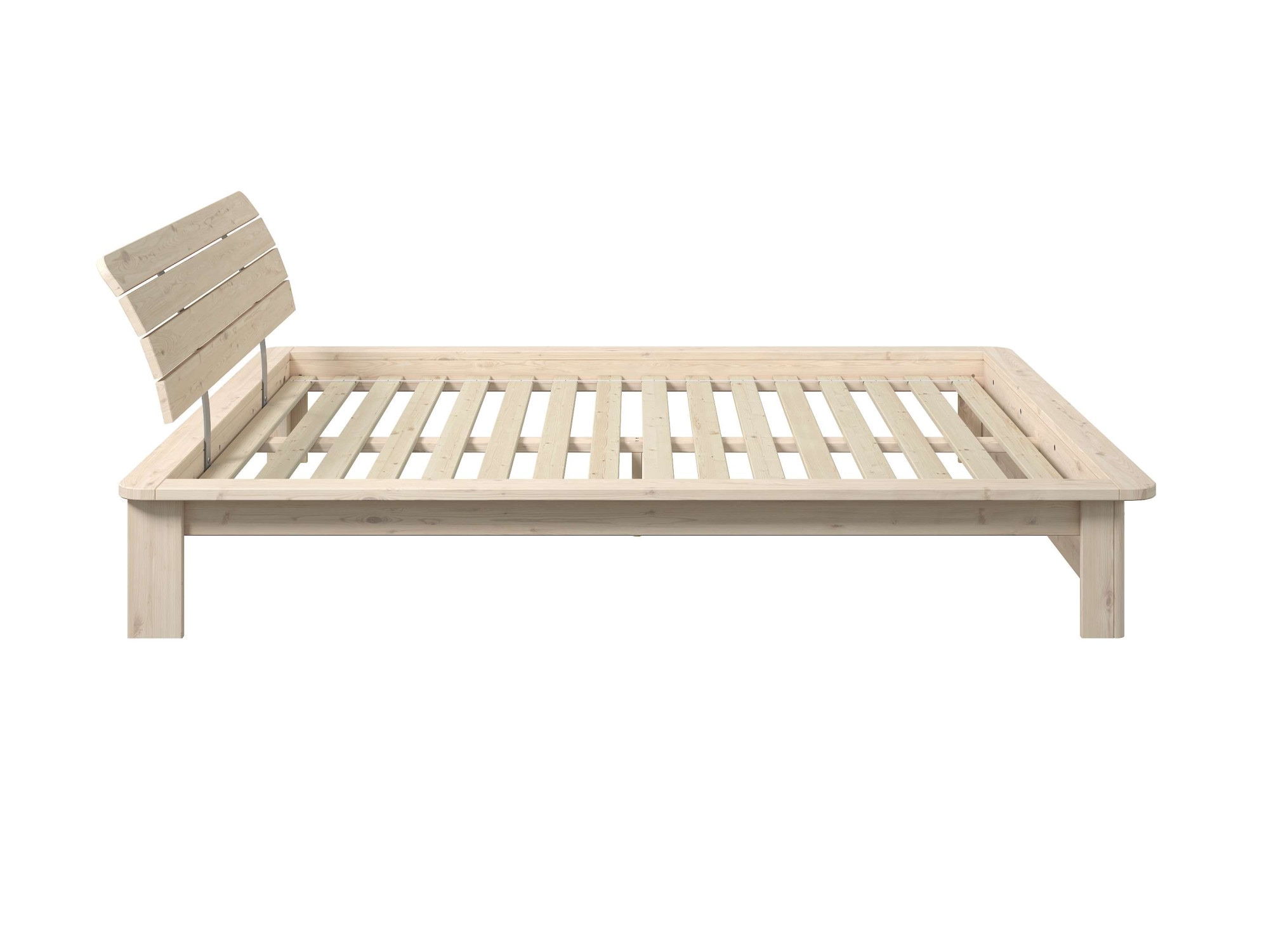 OTTO home Massivholzbett »Antri, Futonbett, ergonomisch geformtes Kopfteil, stilvolles Design« Rahmen zur Ablage von Smartphone, mit Lattenrost, Bettkasten optional