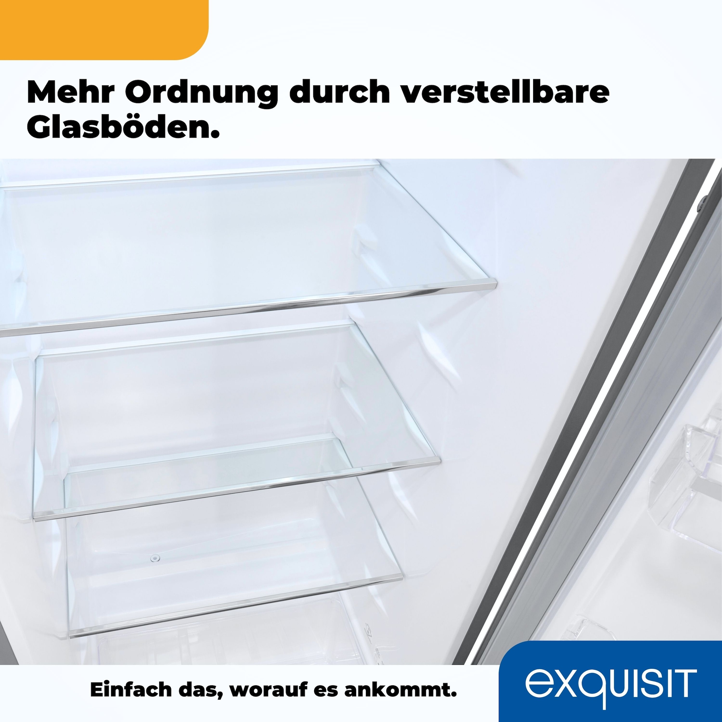 exquisit Vollraumkühlschrank »KS320-V-H-040D inoxlook« 142,6 cm hoch 54,5 cm breit Flexibel & effizient: 242 L Kühlschrank mit Abtau-Automatik