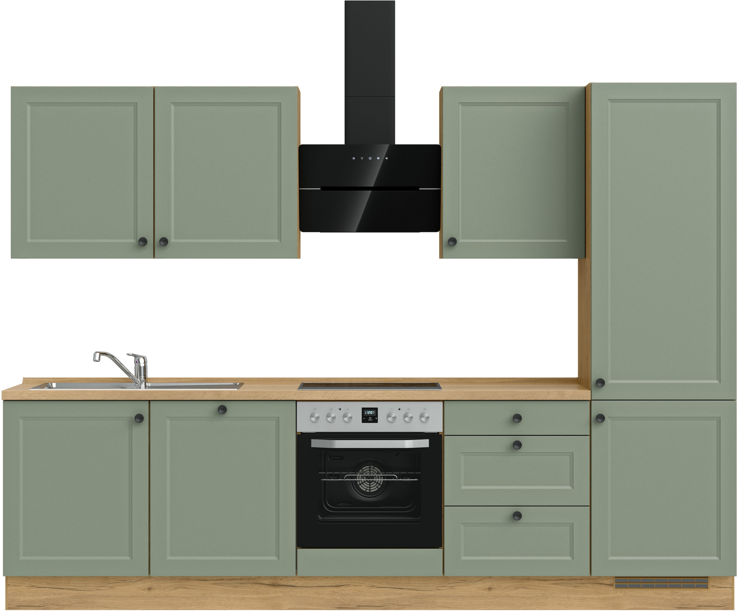 nobilia® Küchenzeile »"Cascada II"« vormontiert, Breite 300 cm, Ausrichtung wählbar, wahlw. mit E-Geräten