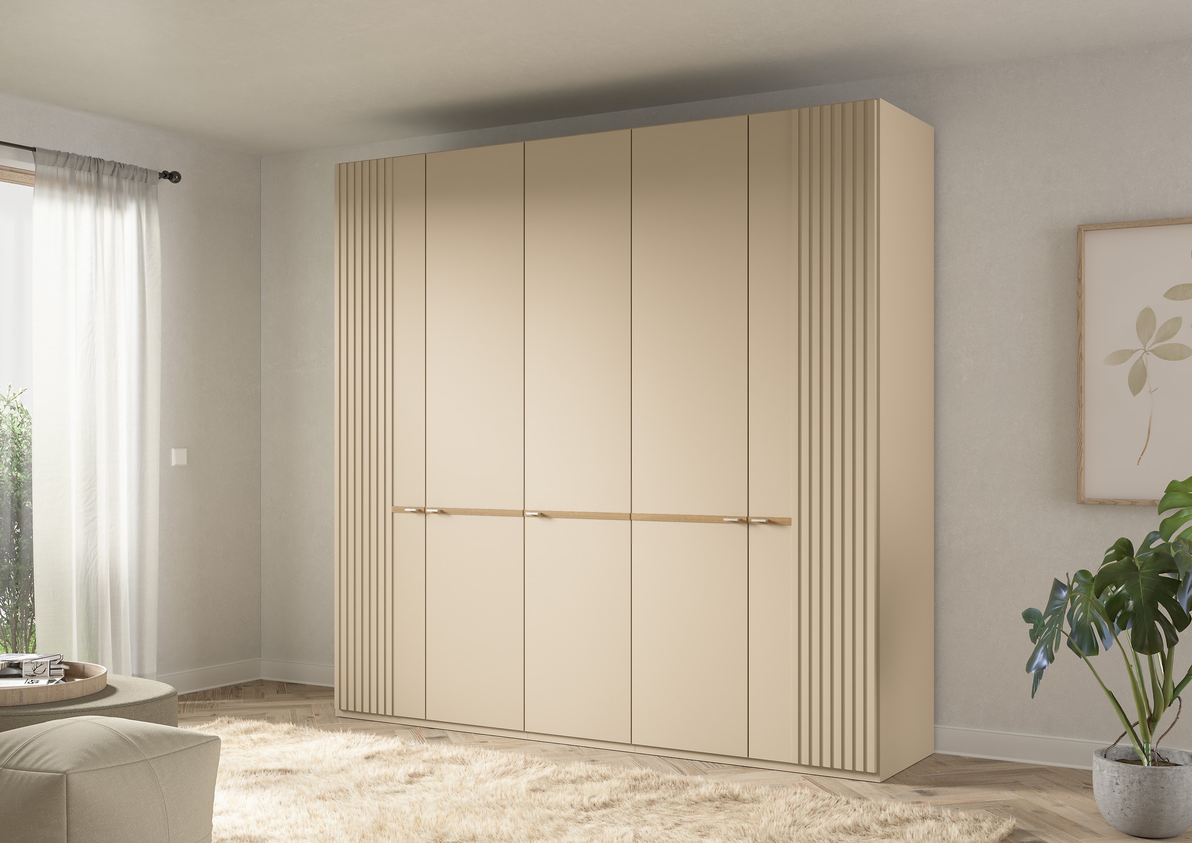 Musterring Drehtürenschrank »Isabelle« Lamellen in Korpusfarbe, Griffe in s günstig online kaufen