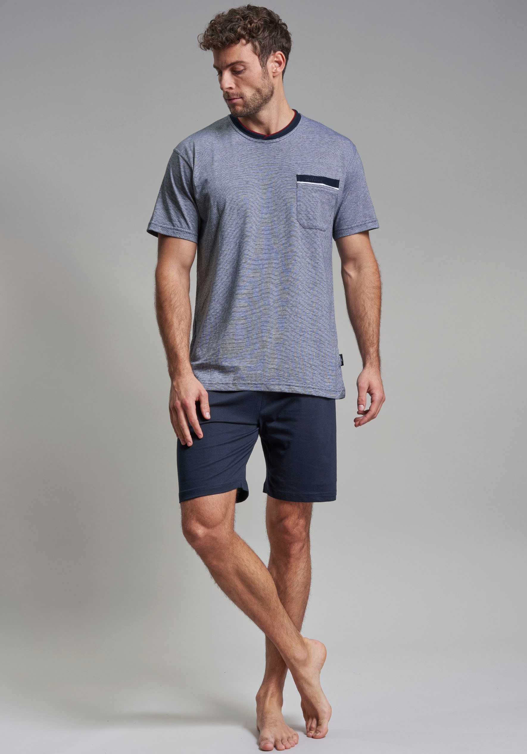 GÖTZBURG Shorty »Upper West«, (2 tlg.), Kurzarm, Rundhalsausschnitt, kurze Hose, Baumwollmix, weich