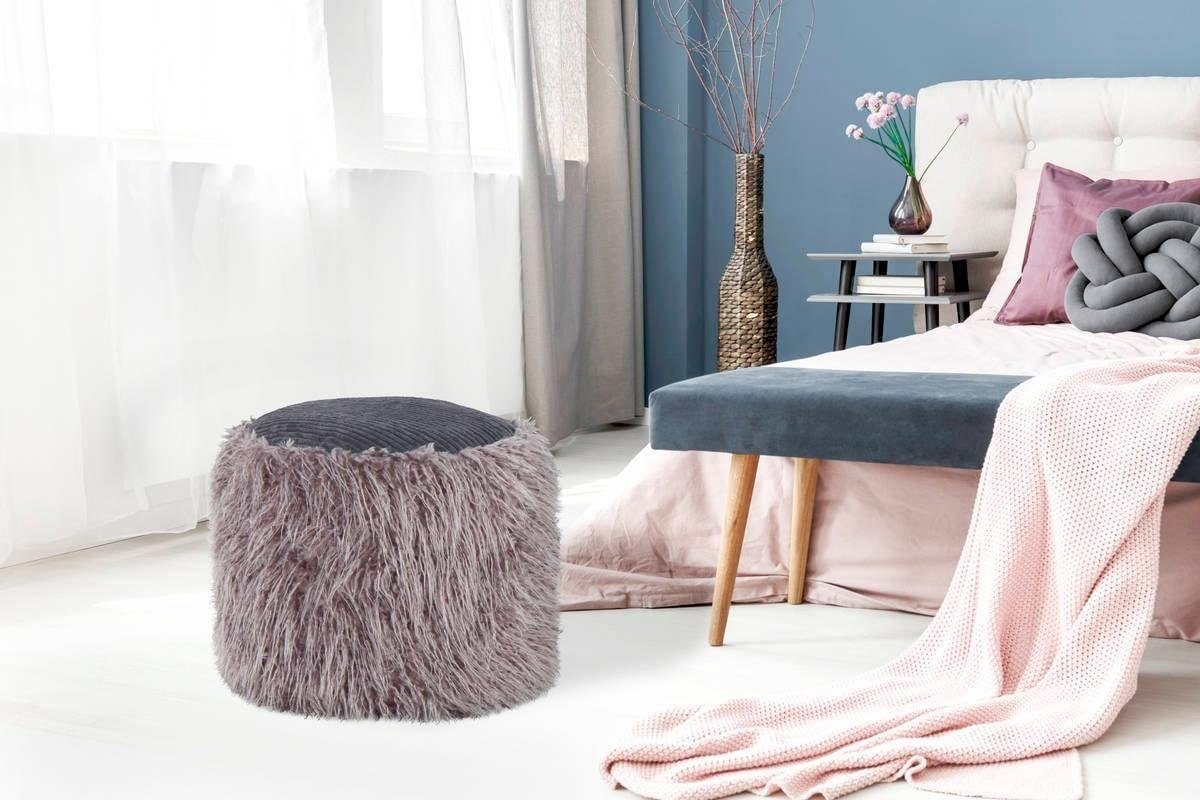 Kayoom Pouf »Fellpouf Bobtail 125, Fellhocker in zweifarbigem Design«, (1 St.), modern, dekorativ, kindersicherer Reißverschluss an der Unterseite