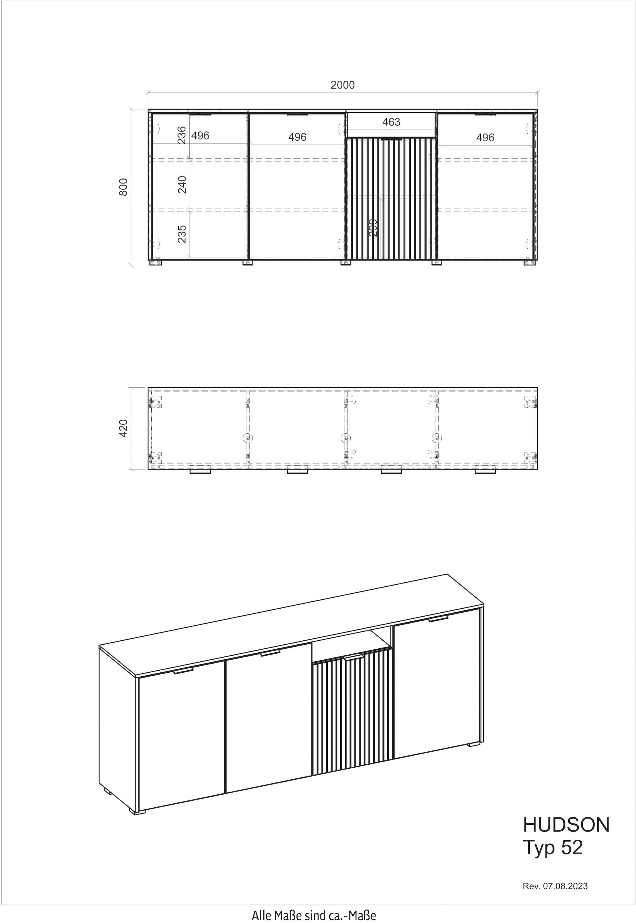 INOSIGN Vitrine »Hudson, Stauraumvitrine«, in moderner Trendfarbe, Griffe aus Metall (Schwarz), Höhe 180 cm