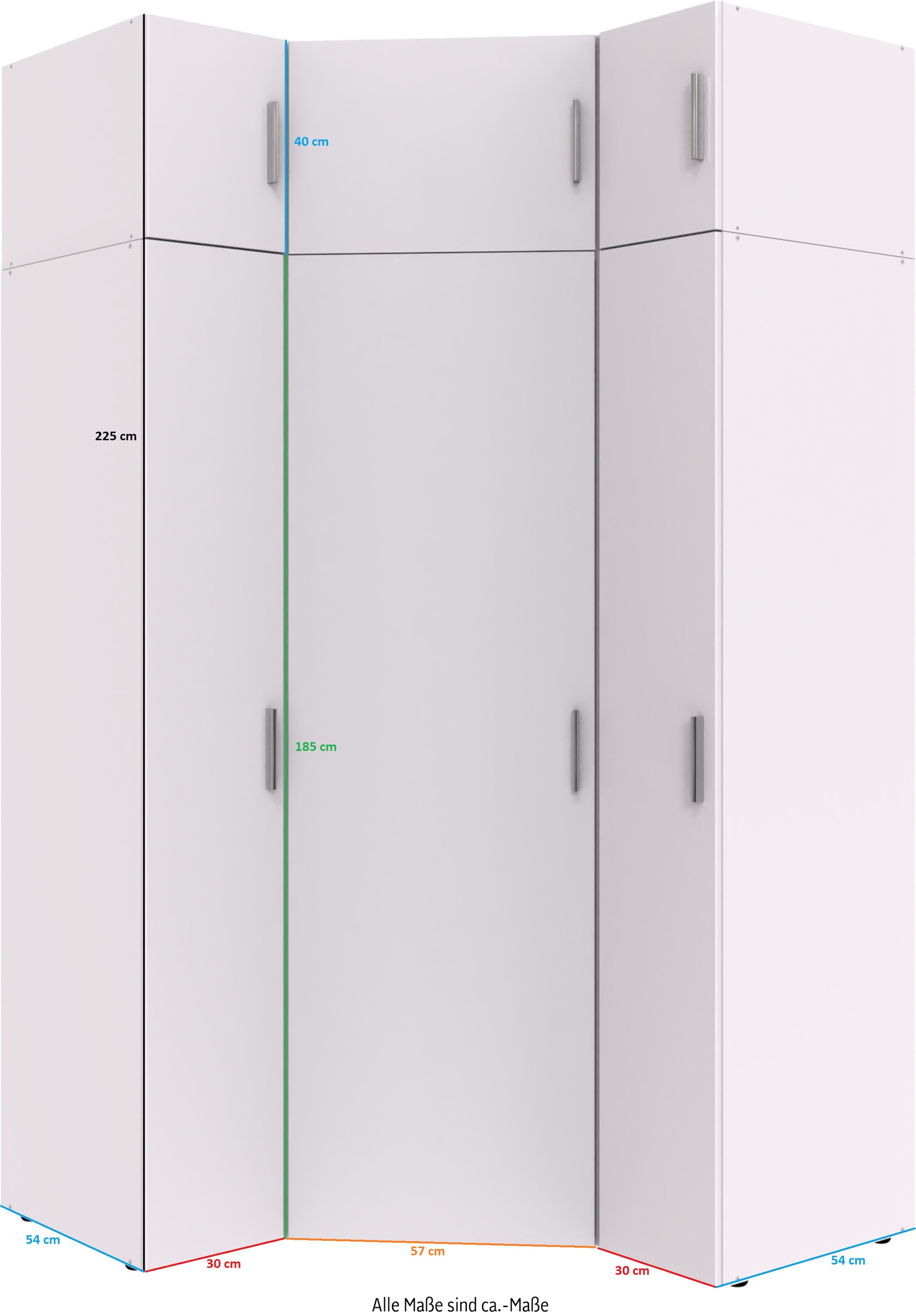 Wimex Schranksystem »Münster«, (Spar-Set, 6tlg: Eckschrank+ 2 Schränke 30cm breit+ 3 Aufsatzmodule), Mehrzweckschrank