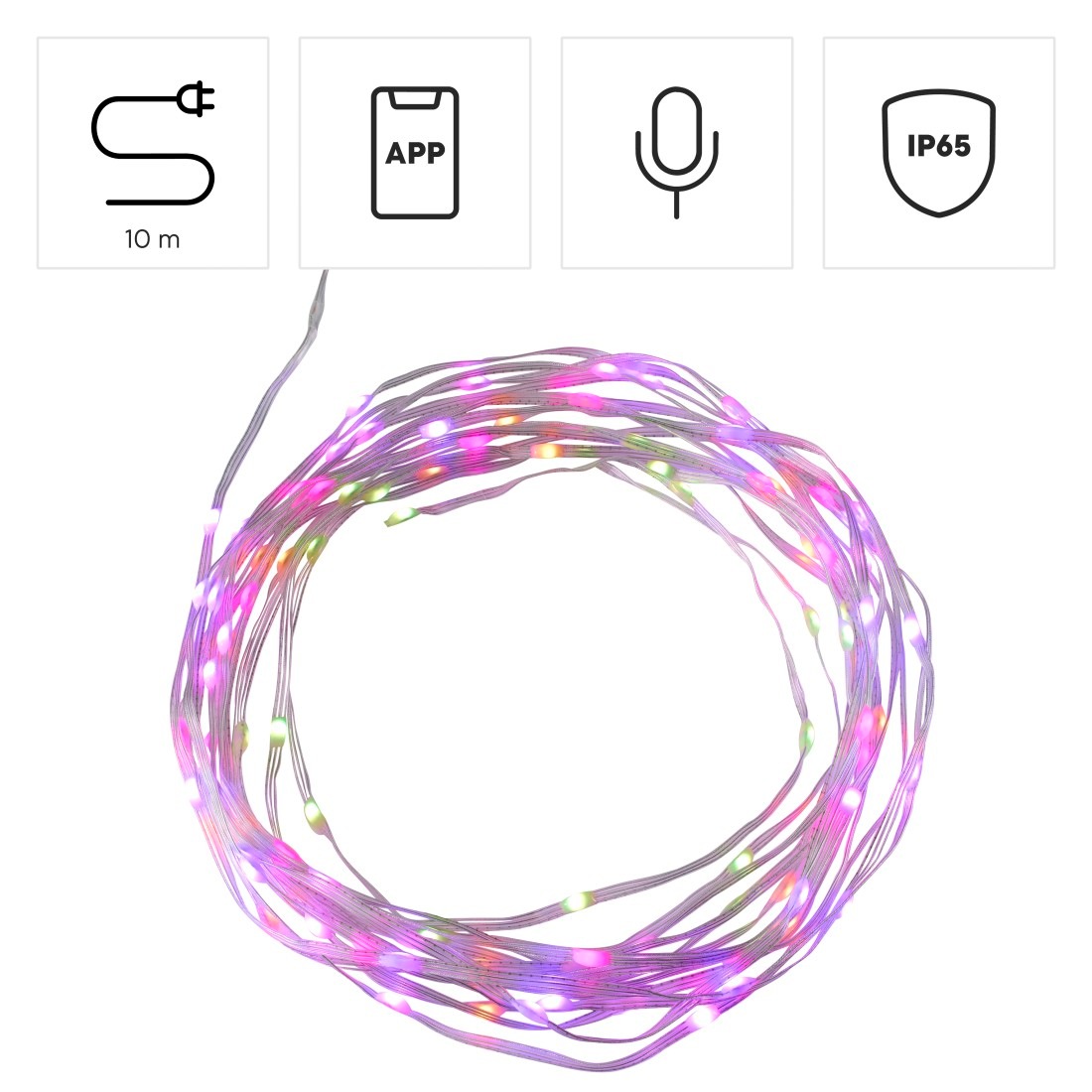 Hama LED-Lichterkette »LED-Lichterkette (außen IP65 und innen, bunt + Effekte, mit App, 10 m)«, 100 St.-flammig