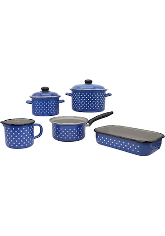 Topf-Set »Italia«, emailliertes Stahlblech, (Set, 7 tlg., je 1 Fleischtopf Ø 16/20 cm,...