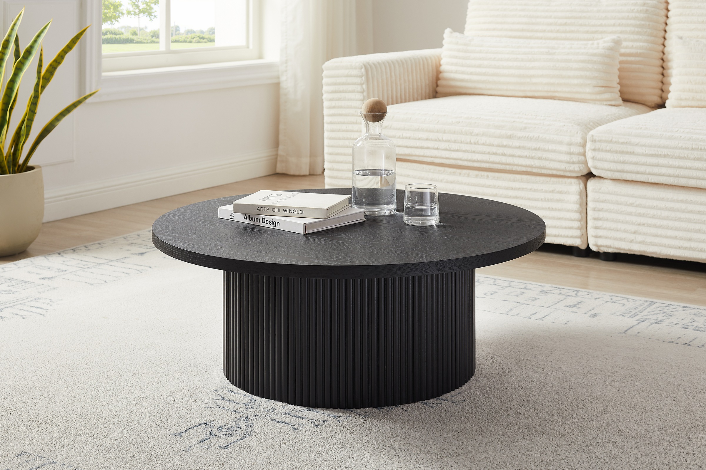 SalesFever Couchtisch »mit Massivholz-Lamellen, Ø 85 cm« 1 Stk. tlg. Modern günstig online kaufen