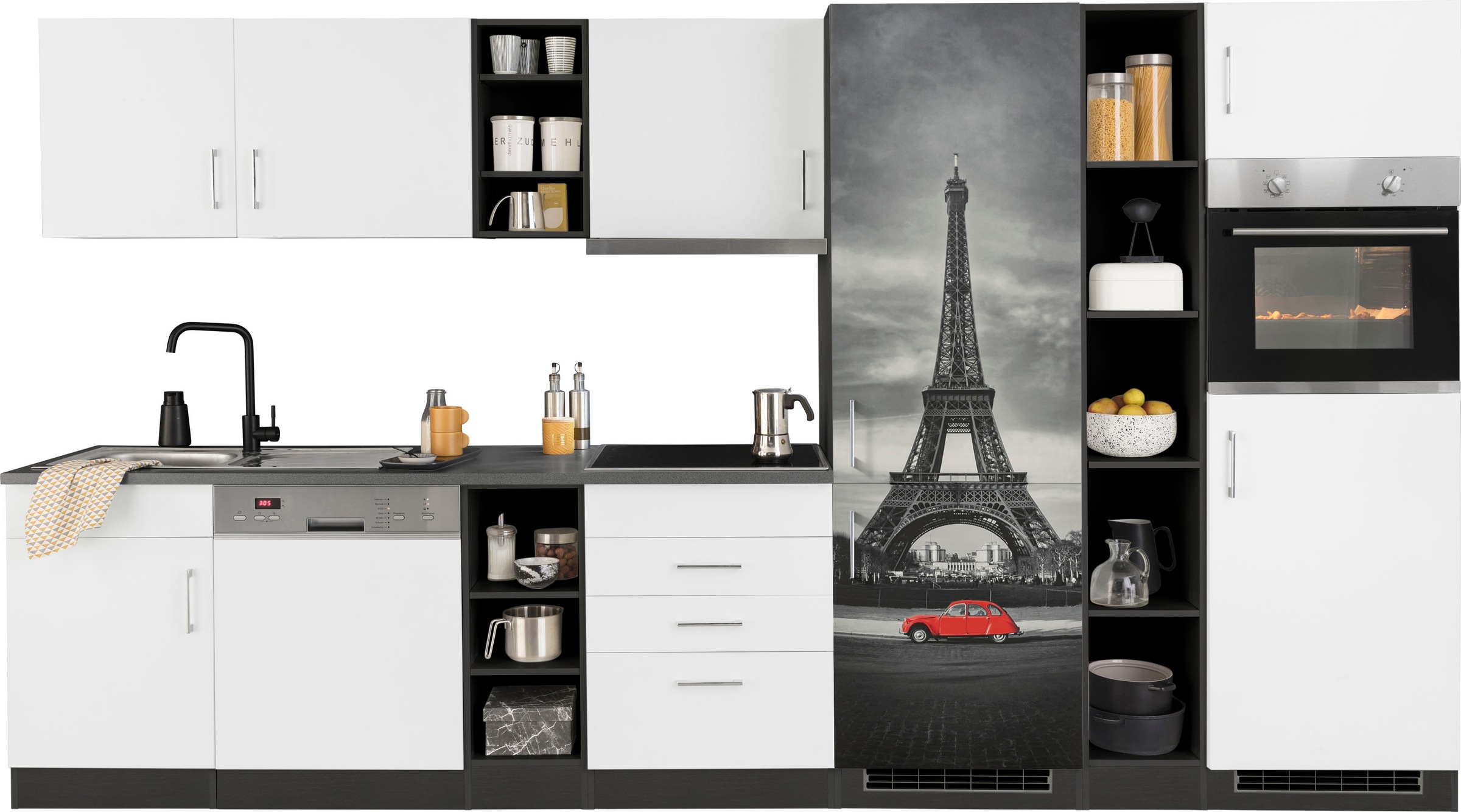 HELD MÖBEL Küchenzeile "Paris", mit E-Geräten, Breite 350 cm, mit großer Kü günstig online kaufen