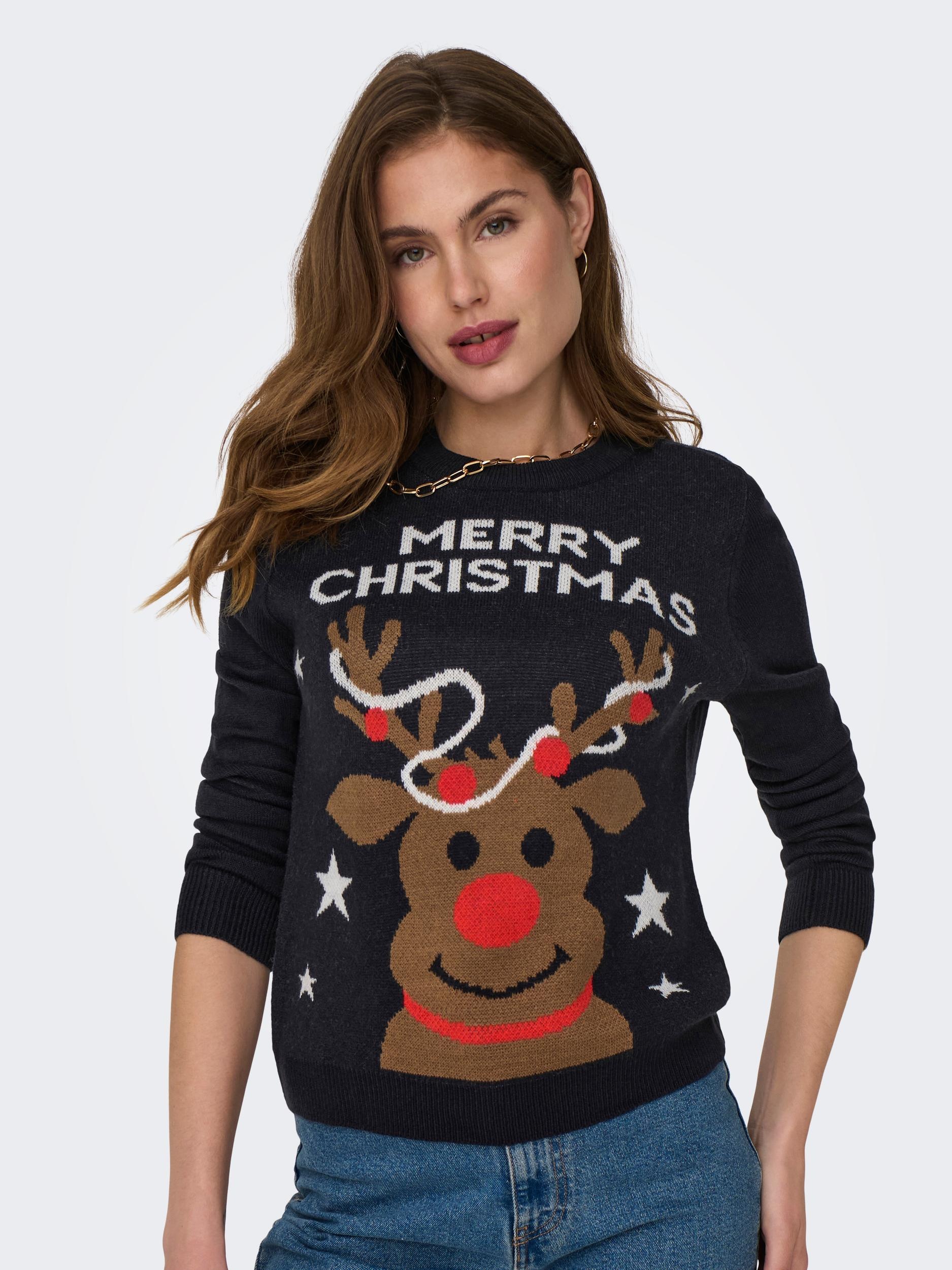 ONLY Weihnachtspullover »ONLXMAS DEER LS O-NECK BOX KNT«