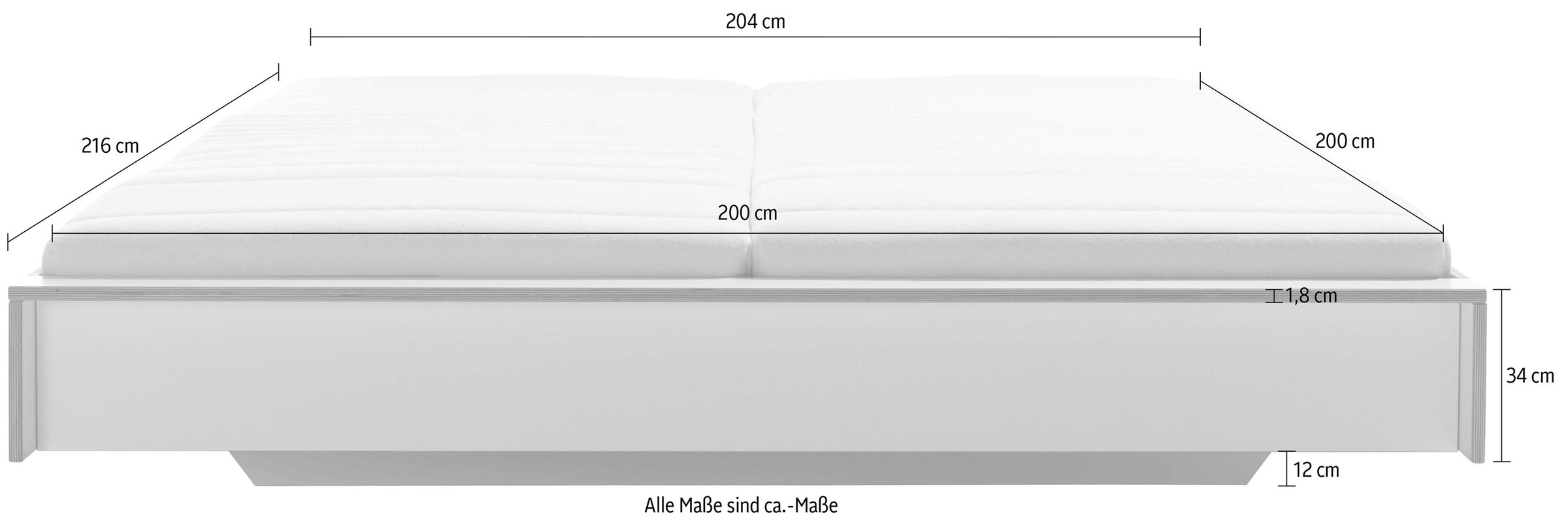 Müller SMALL LIVING Bettgestell »FLAI«, ohne Kopfteil in 4 Breiten, klassische Höhe 34 cm