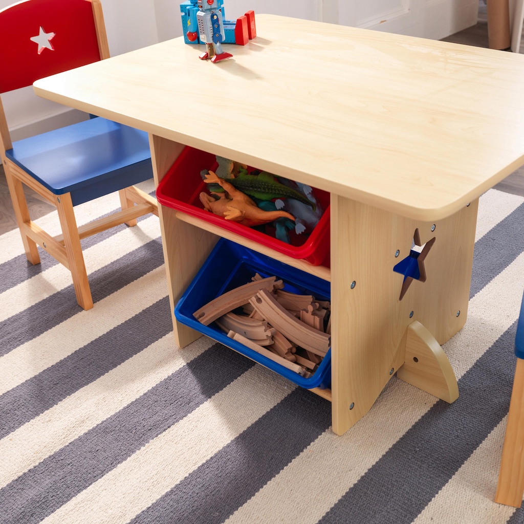 KidKraft® Kindersitzgruppe »Tisch mit Aufbewahrungsboxen und 2 Stühlen, Sternchen«, (3 tlg.)