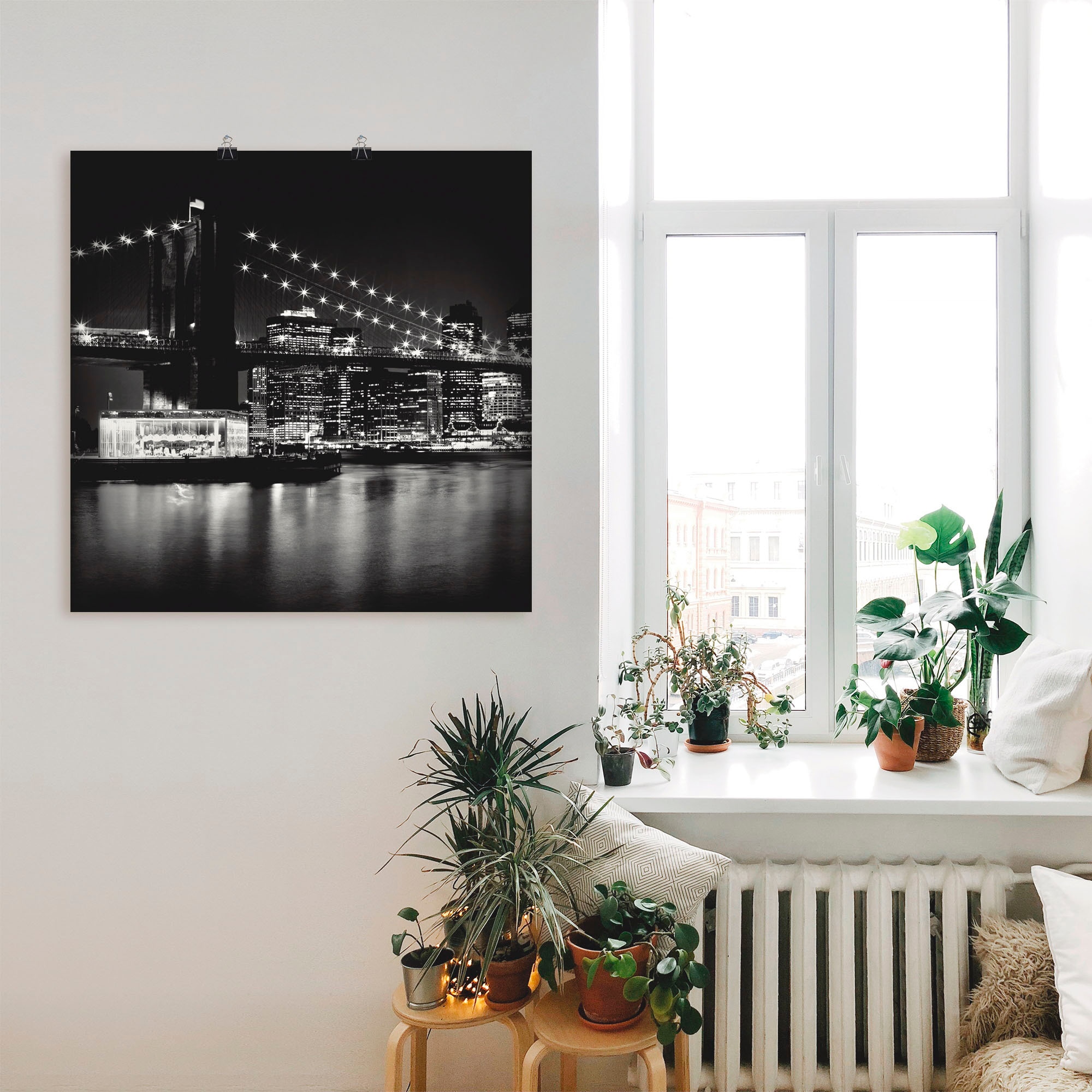 Artland Wandbild »NYC Brooklyn Bridge bei Nacht«, Amerika, (1 St.), als Leinwandbild, Poster in verschied. Größen
