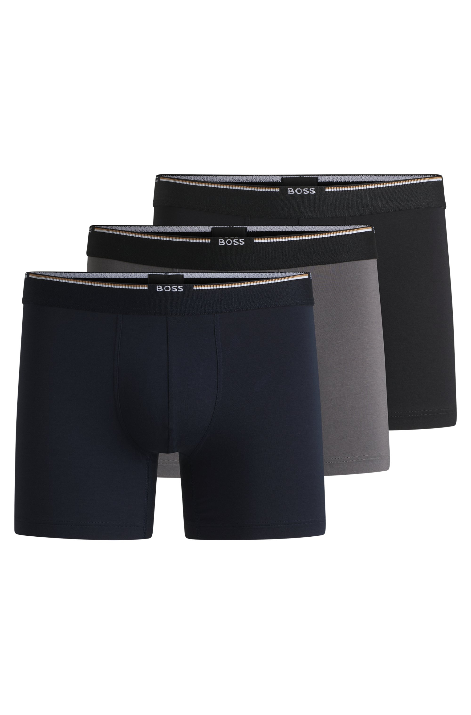 BOSS Boxer »BoxerBr 3P Natura«, (Packung, 3 St.), mit Logoschriftzug auf dem Bund