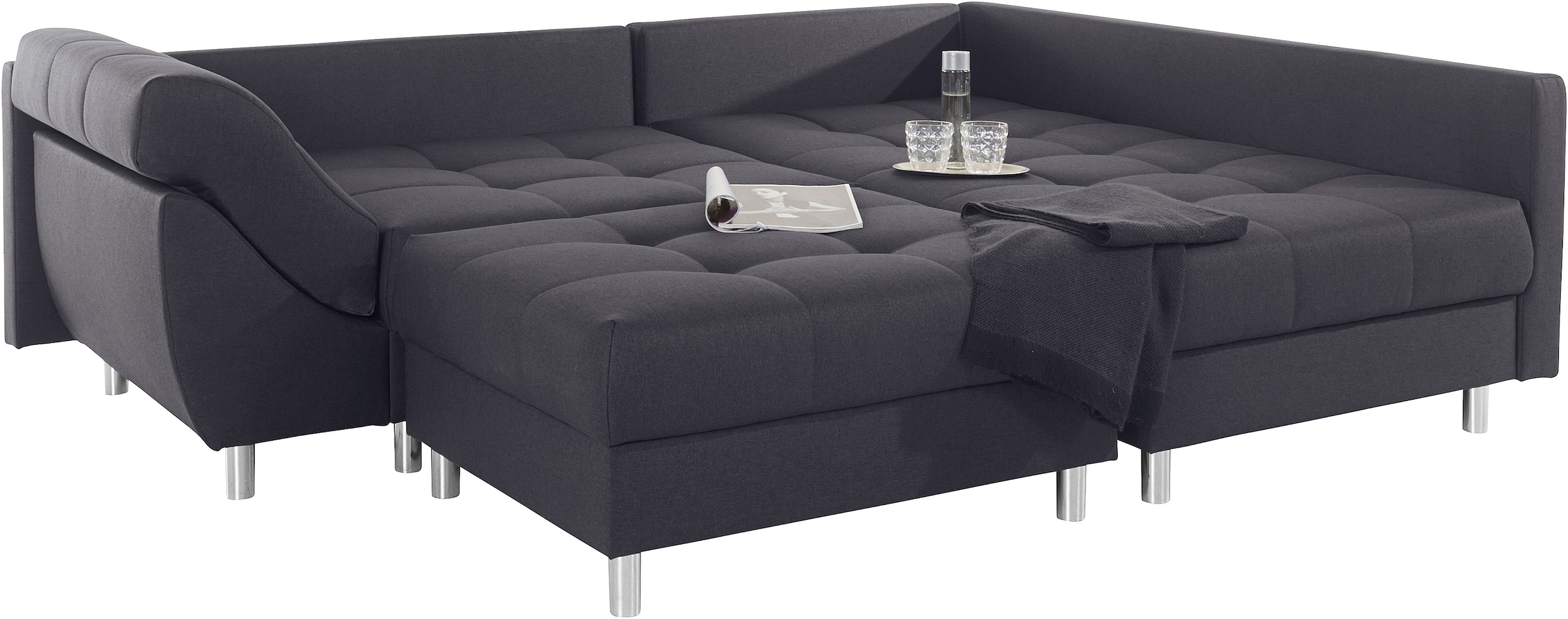 COLLECTION AB Ecksofa »(Spar-Set) Innsbruck L-Form und Hocker«, (Spar-Set), Ecksofa und Hocker, Recamiere links oder rechts montierbar
