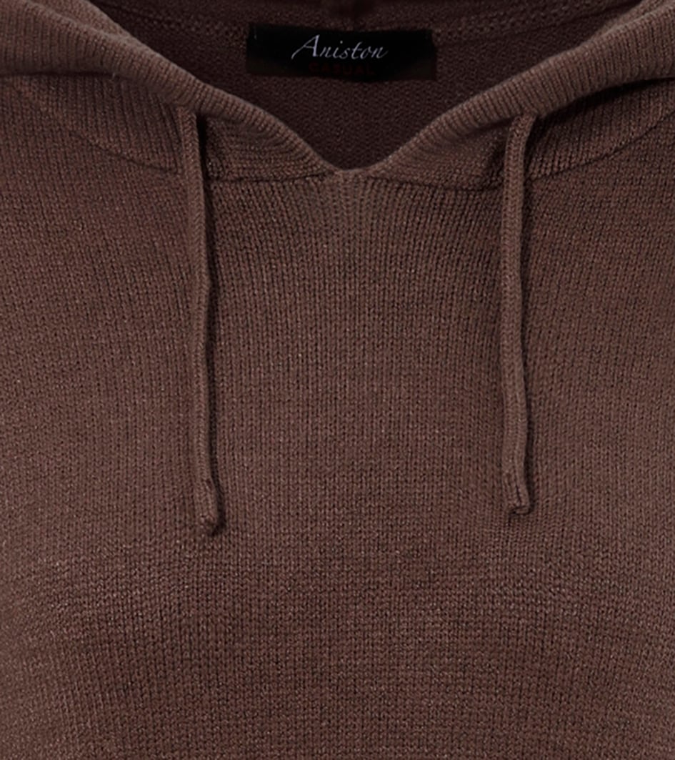 Aniston CASUAL Strickkleid, Kapuze mit Bindeband regulierbar