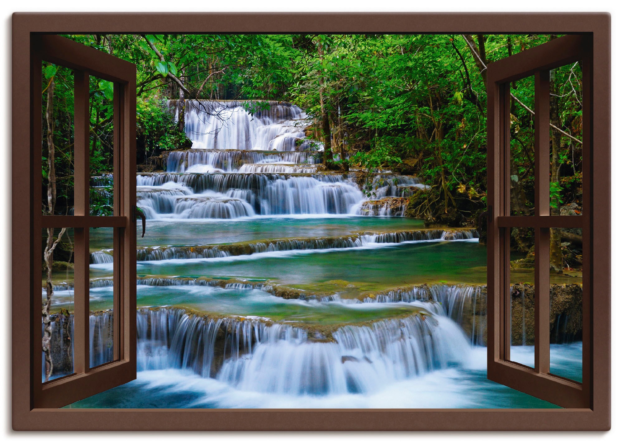 Artland Wandbild »Fensterblick Wasserfall in Kanchanaburi« Fensterblick 1 S günstig online kaufen