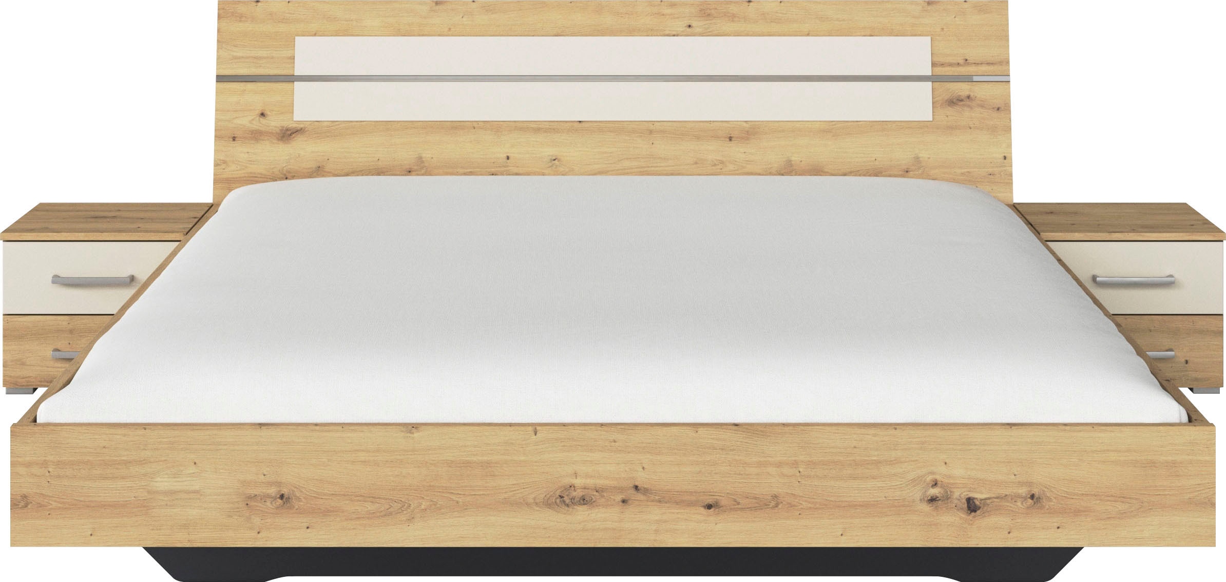 rauch Bettanlage »Doppelbett Futonbett BURANO in schwebender Optik«, (Set, 3 tlg.), und abgesetztem Kopfteil mit 2 Nachttischen MADE IN GERMANY
