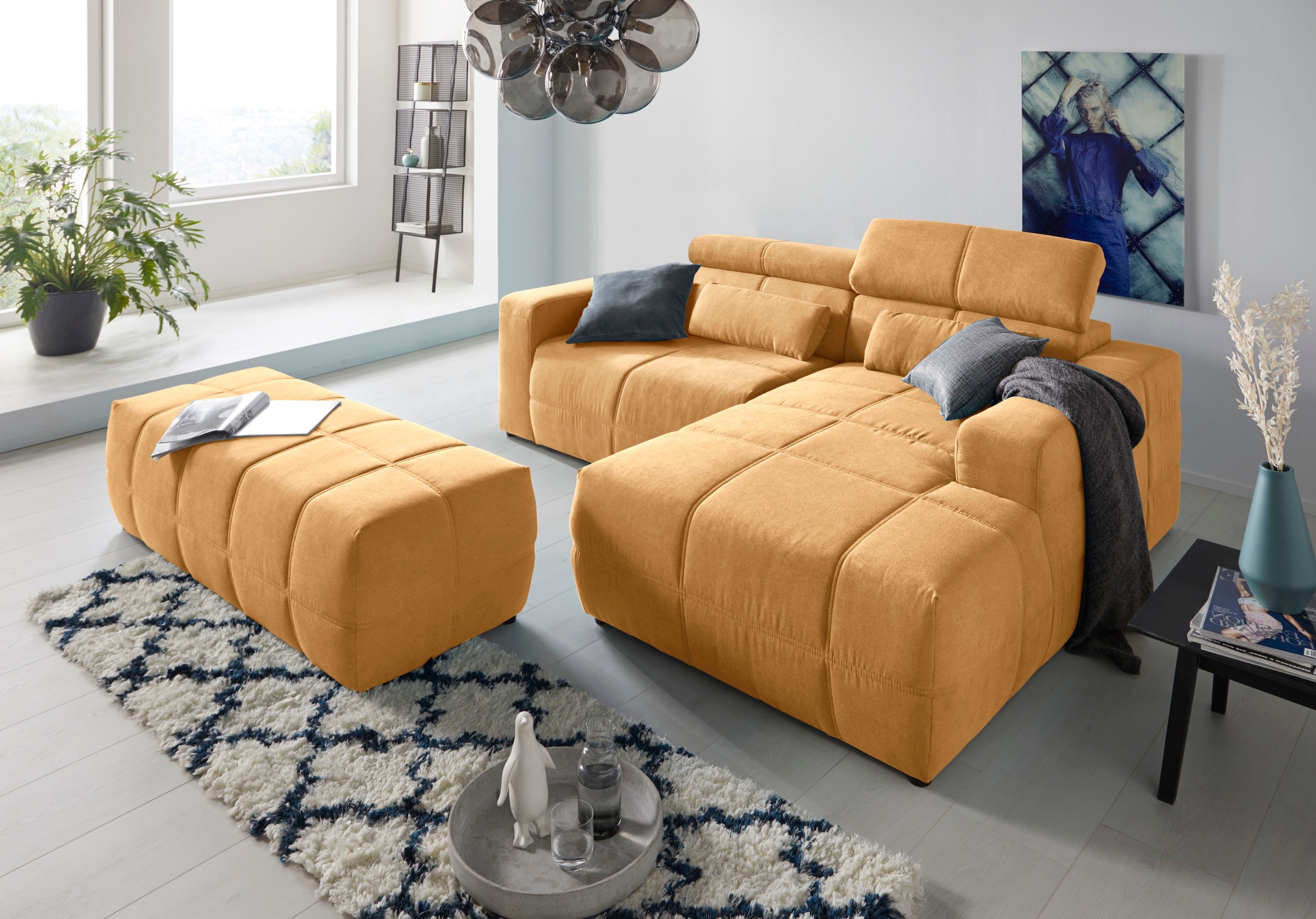 DOMO collection Ecksofa »Brandon kleine Ausführung B/T/H: 214/100/80 cm«, Mit Kopfteilverstellung, auch in Leder und Cord, L-Form