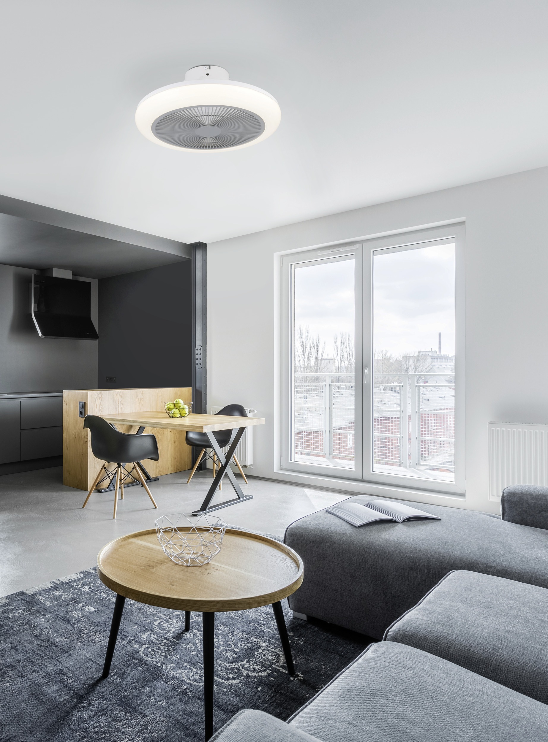 EGLO LED Deckenleuchte »KOSTRENA Leuchte und Ventilator - ABS - LED - 3X8,5W - IP20« LED-Modul 1 Stk. Kaltweiß | Neutralweiß | Warmweiß Deckenventilator, Deckenleuchte, Wohnzimmer, Schlafzimmer, H19xØ45,5cm