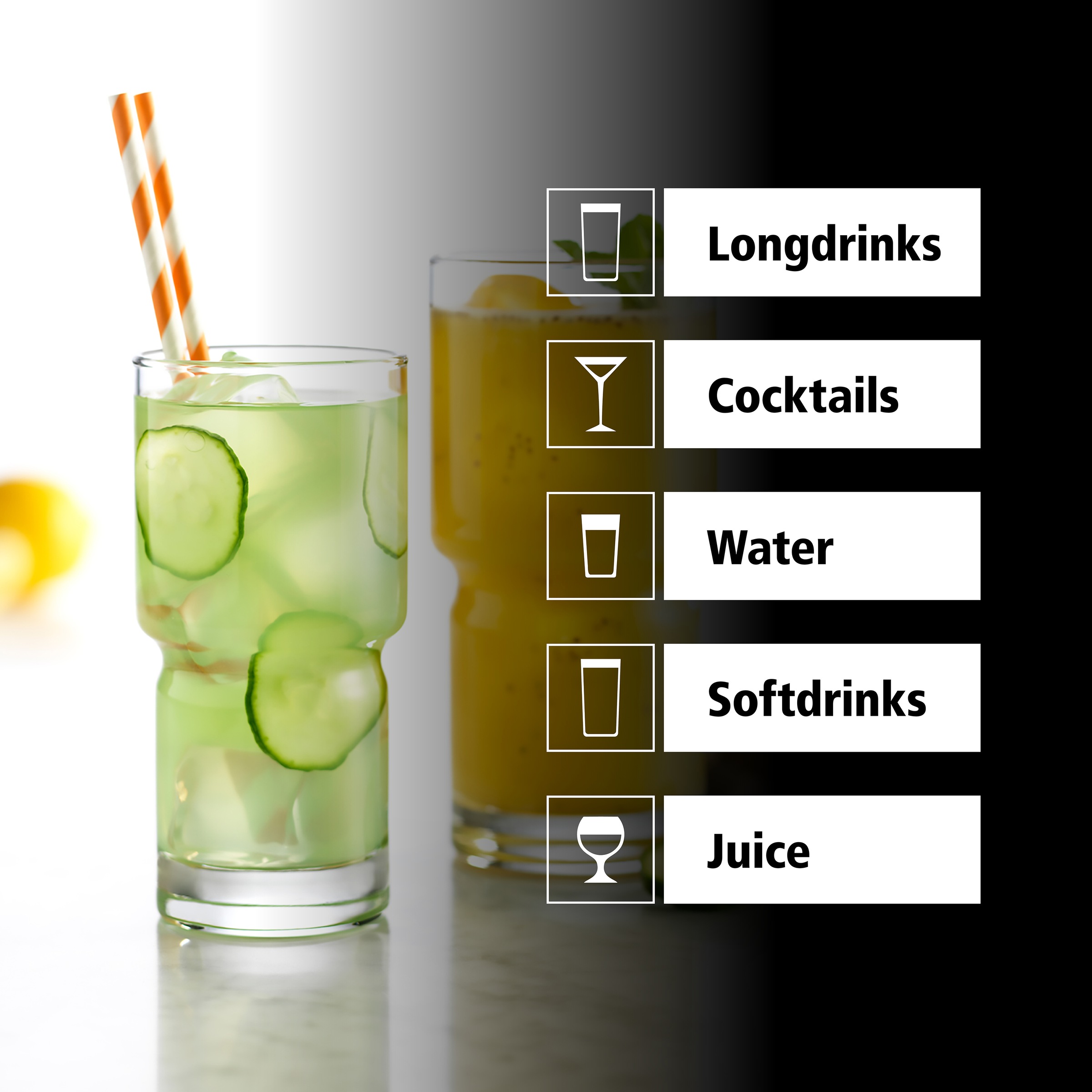 LIBBEY Gläser-Set »Beverage Glas -NEWTON- 355 ml, Ø: 7 cm, H: 14,5 cm, 12er Set«, (Set, 12 tlg.), hochwertig verarbeitet, im modernen Design