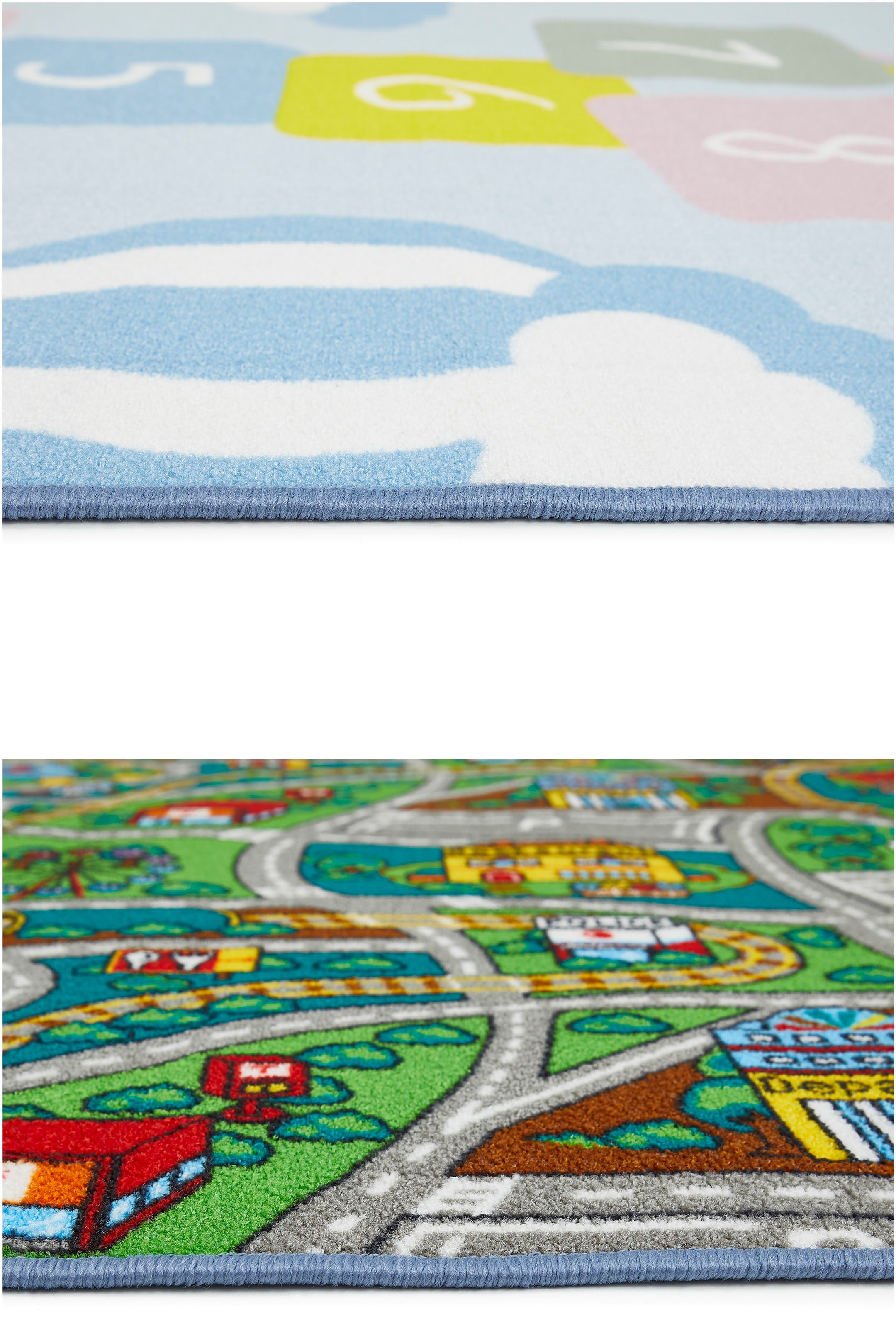 Andiamo Kinderteppich »Duo«, rechteckig, 10 mm Höhe, Spielteppich, Straßenteppich, beidseitig verwendbar, Hüpfkästchen