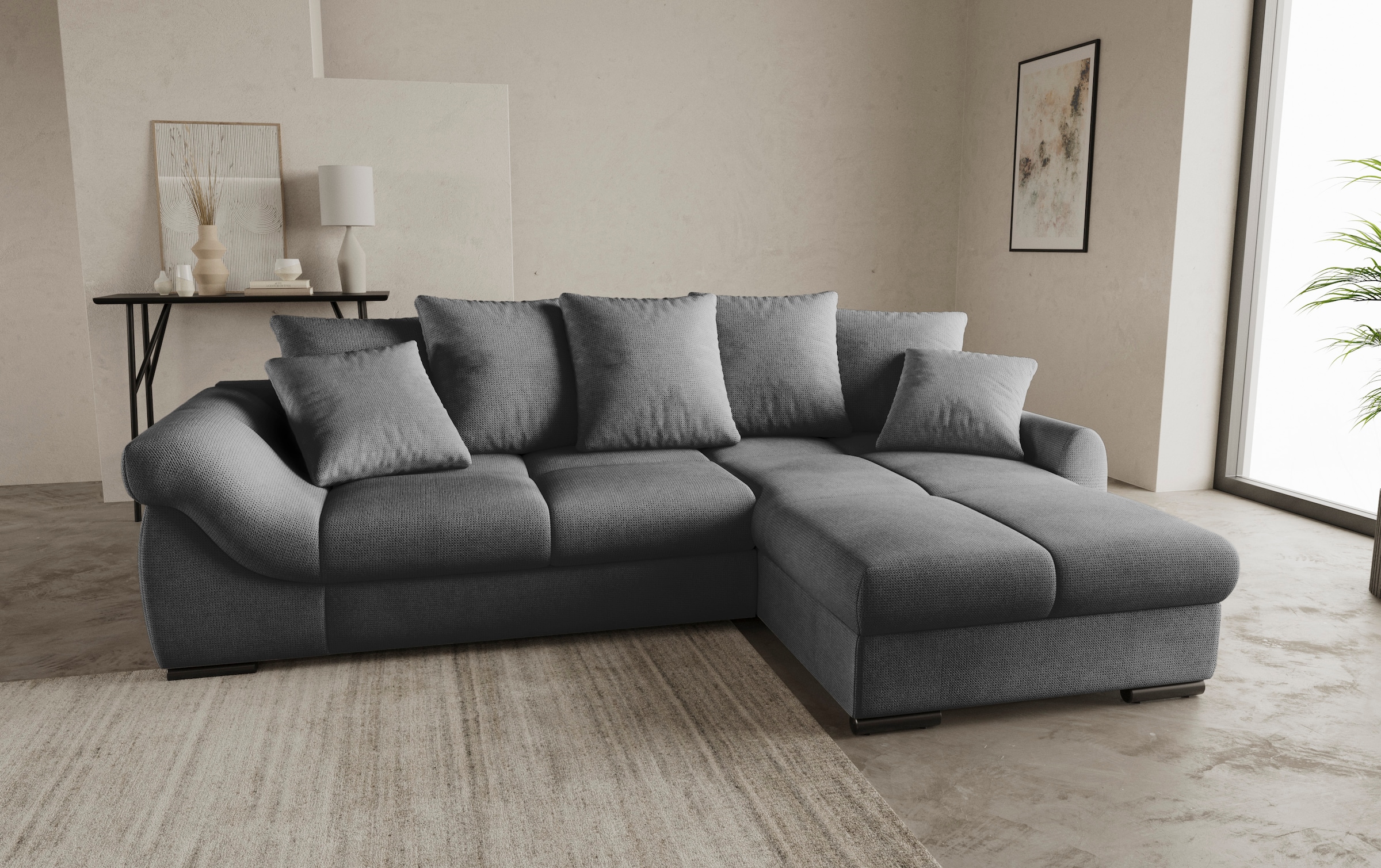 INOSIGN Ecksofa "Livorno", inkl. Hochschläfer-Bettauszug, XL-Bettkasten wei günstig online kaufen