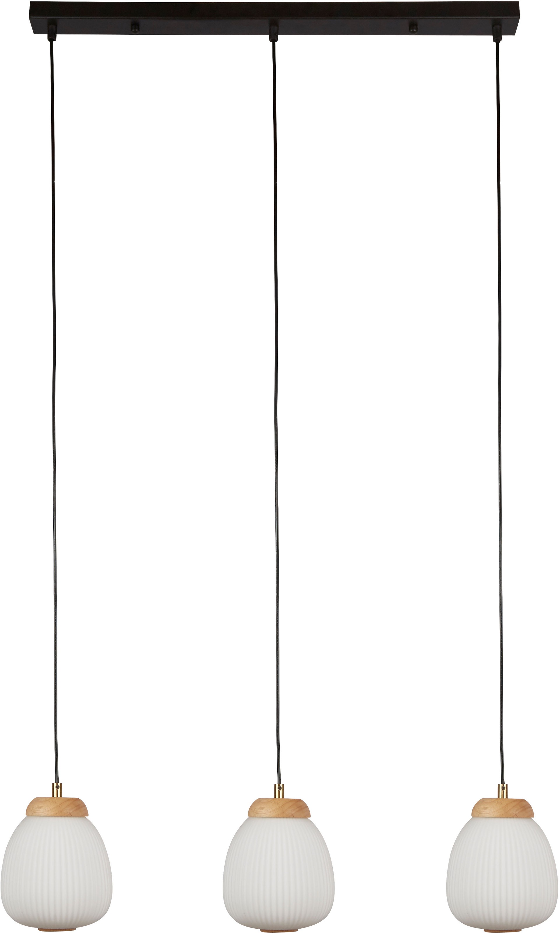 Searchlight Hängeleuchte »Ella 3Lt Pendant - Black Metal & Opal Ribbed Glass« E14 1 Stk.