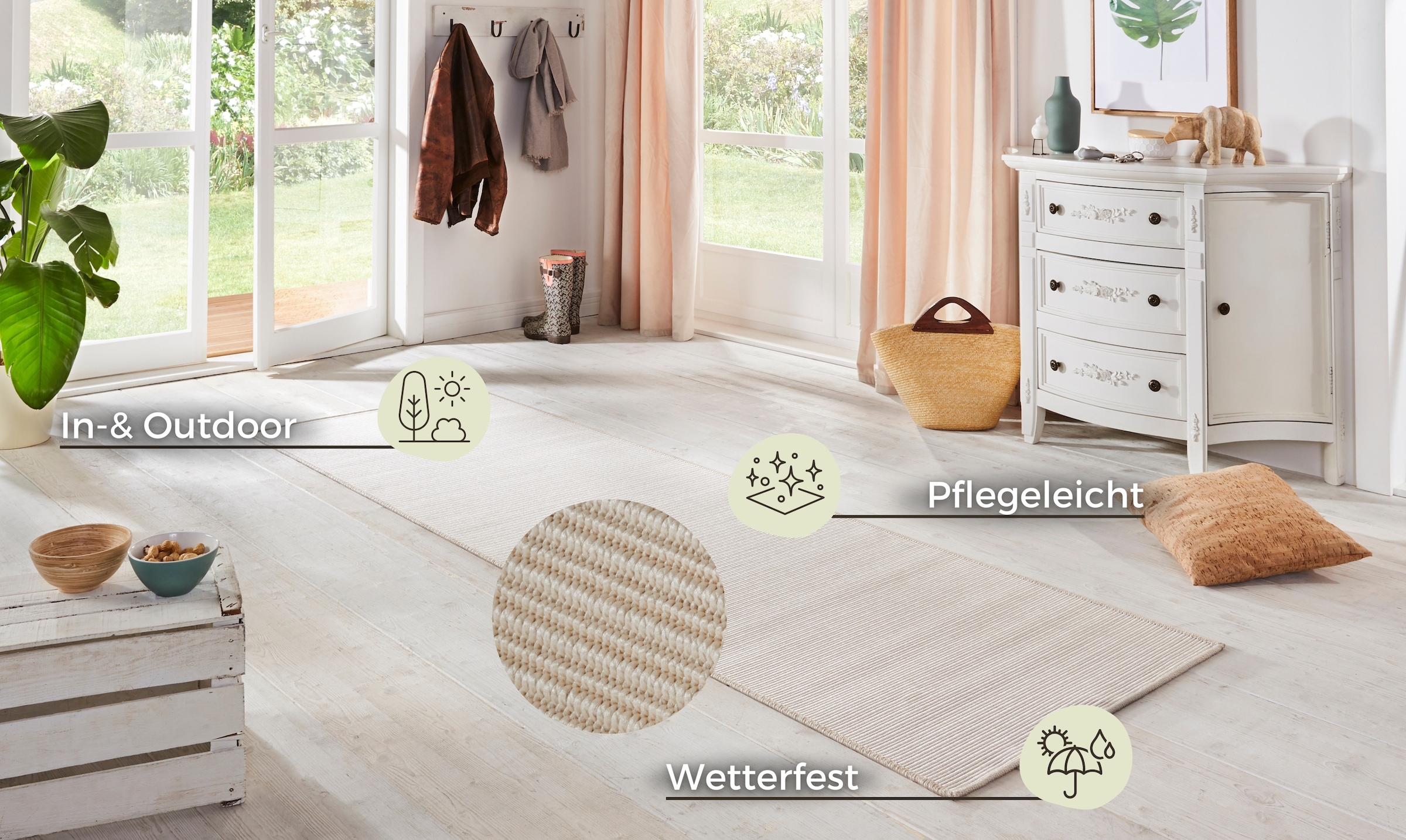 2. Bild von HANSE Home Läufer »Nature, In- und Outdoor«, rechteckig, Teppich, Wetterfest, Balkon, Flur, Wohnzimmer, Wasserfest, Sisal Optik