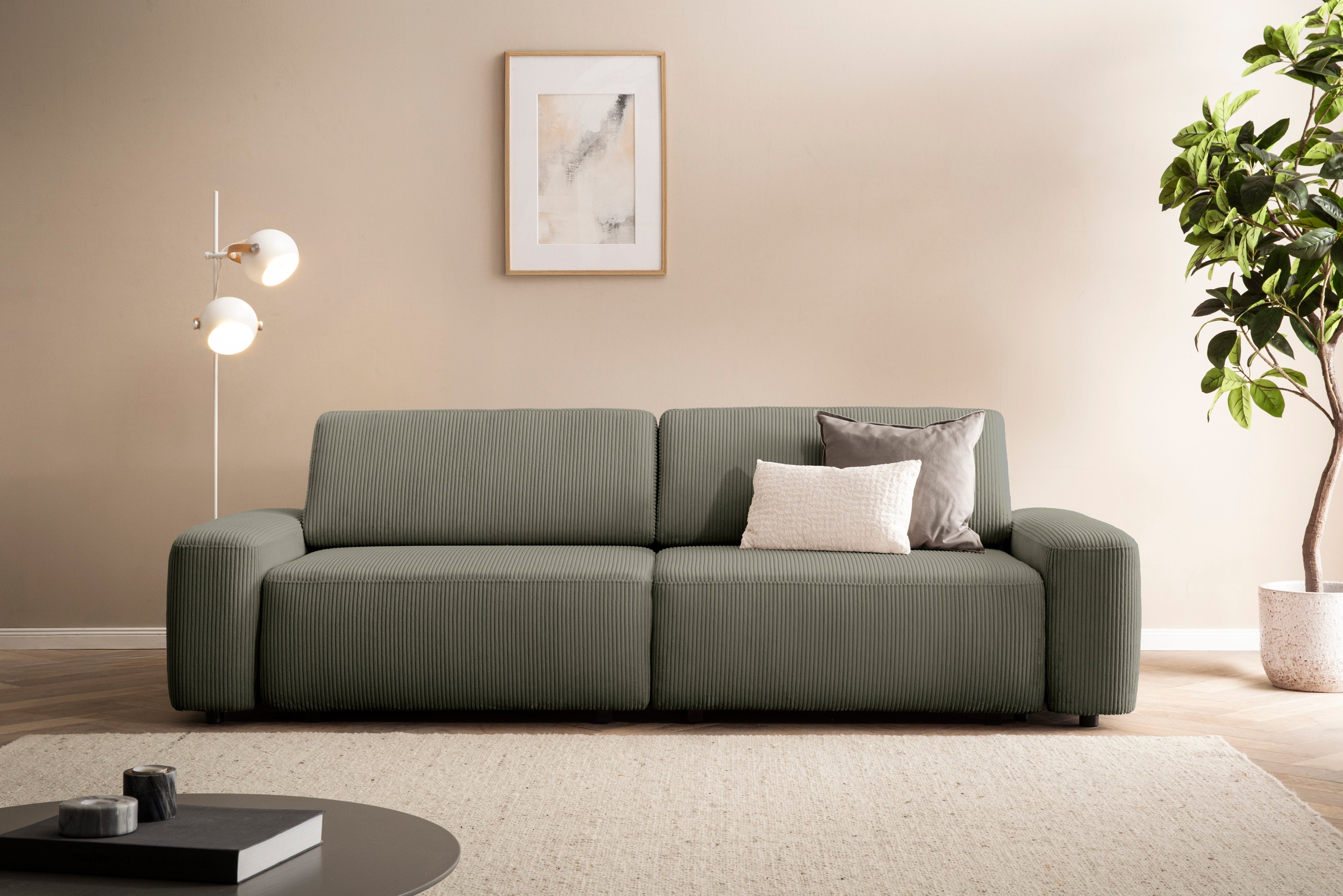 Home affaire 3-Sitzer »TORGE (257cm), Sofa,Schlafsofa in Cord, Samtvelours, günstig online kaufen