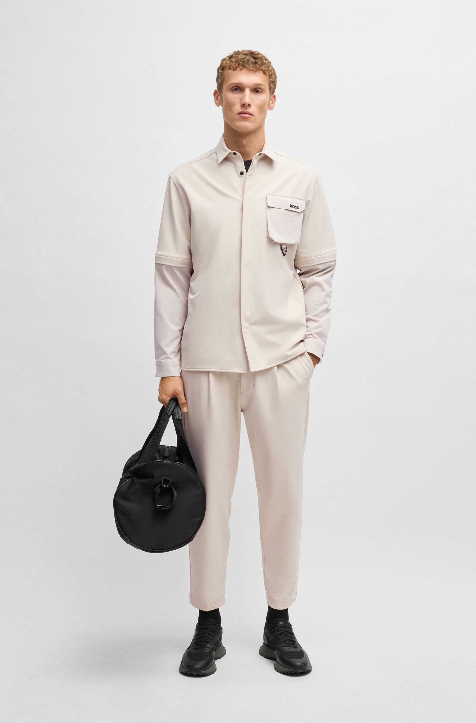 BOSS GREEN Webhose »T Convert-Pleat«, mit Zugbund und Markenlabel