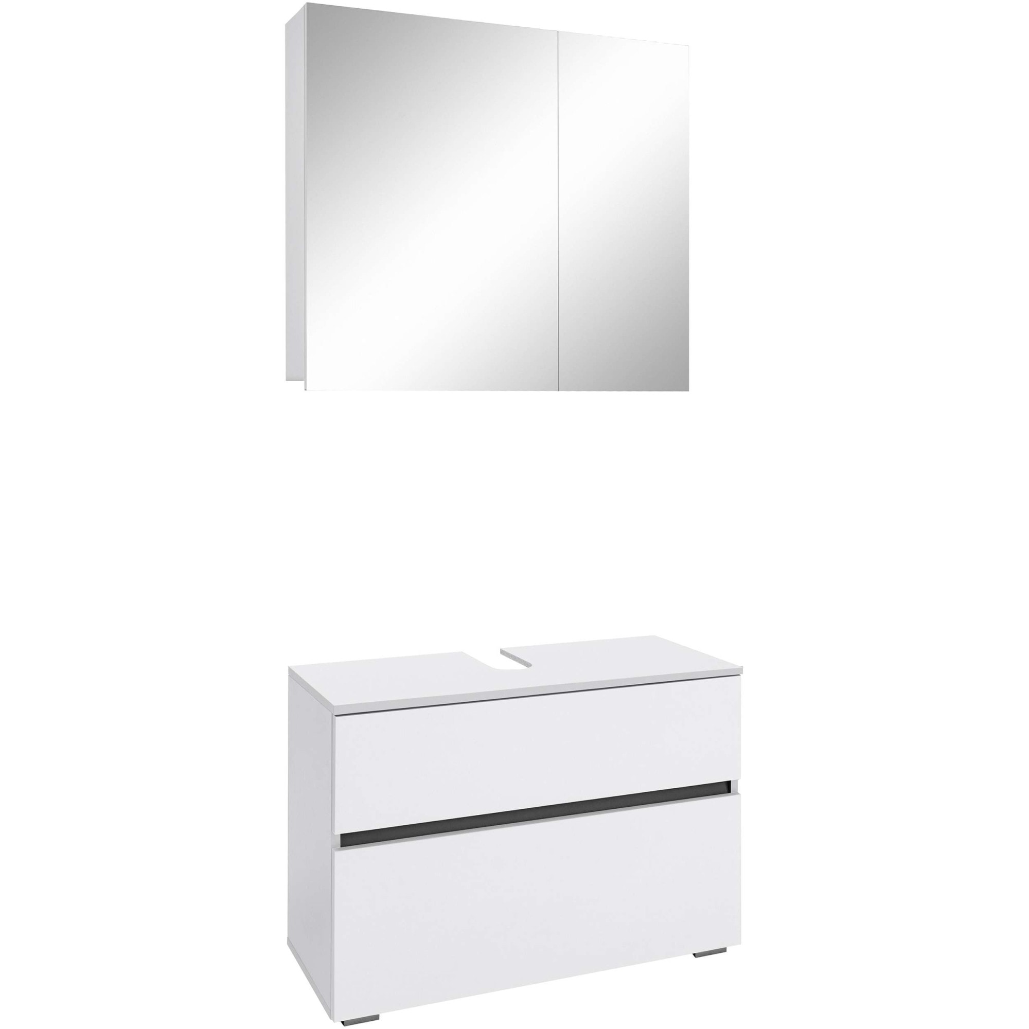 Home affaire Badmöbel-Set »Wisla«, (Set, 2 St.), Spiegelschrank, WBU mit Siphonausschnitt u. Push-to-open, Breite 80 cm