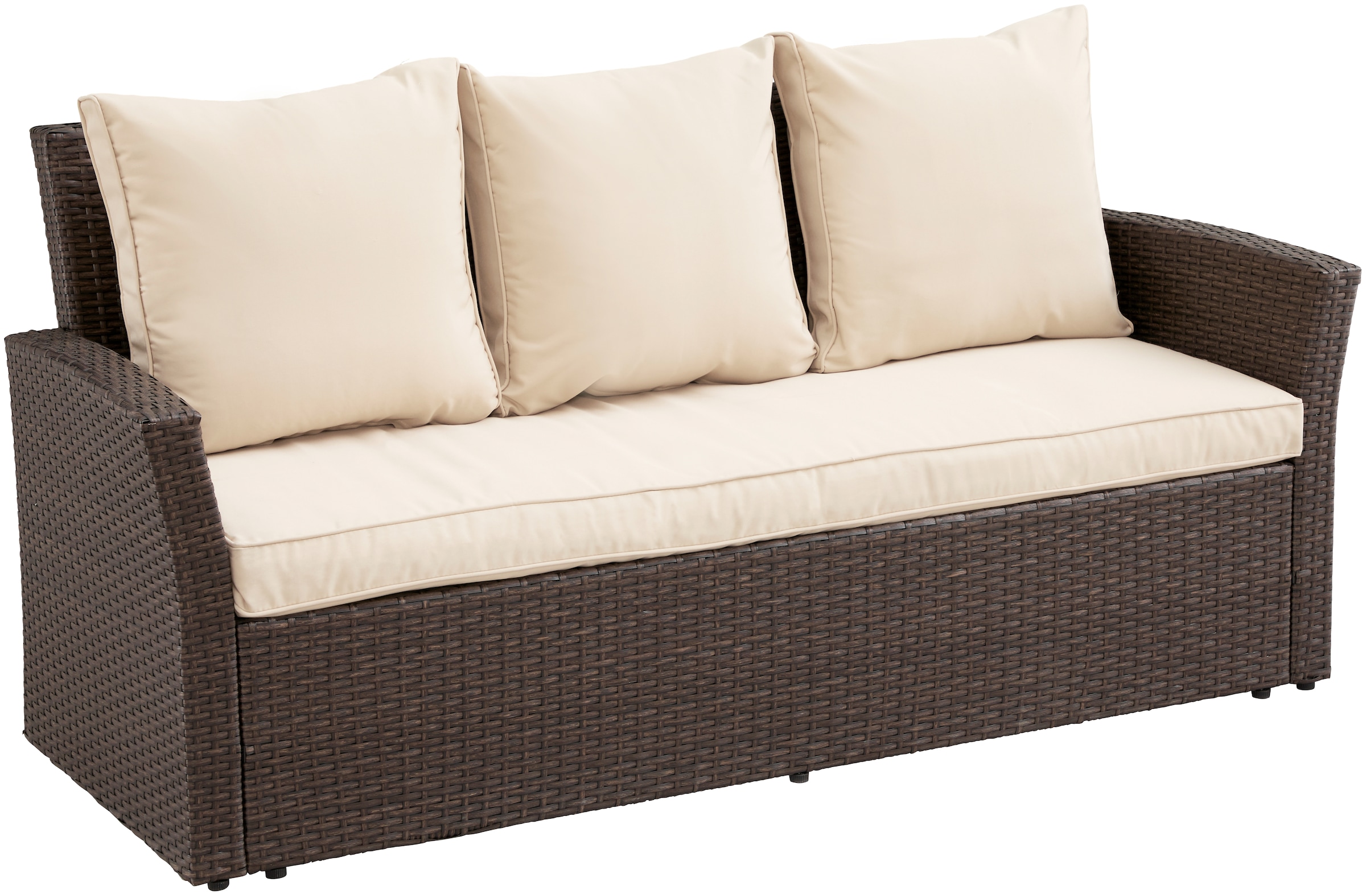MERXX Gartenlounge-Set »Barcelona«, (5 tlg.), 2 Sofas, Sitzbank, Hocker, Tisch
