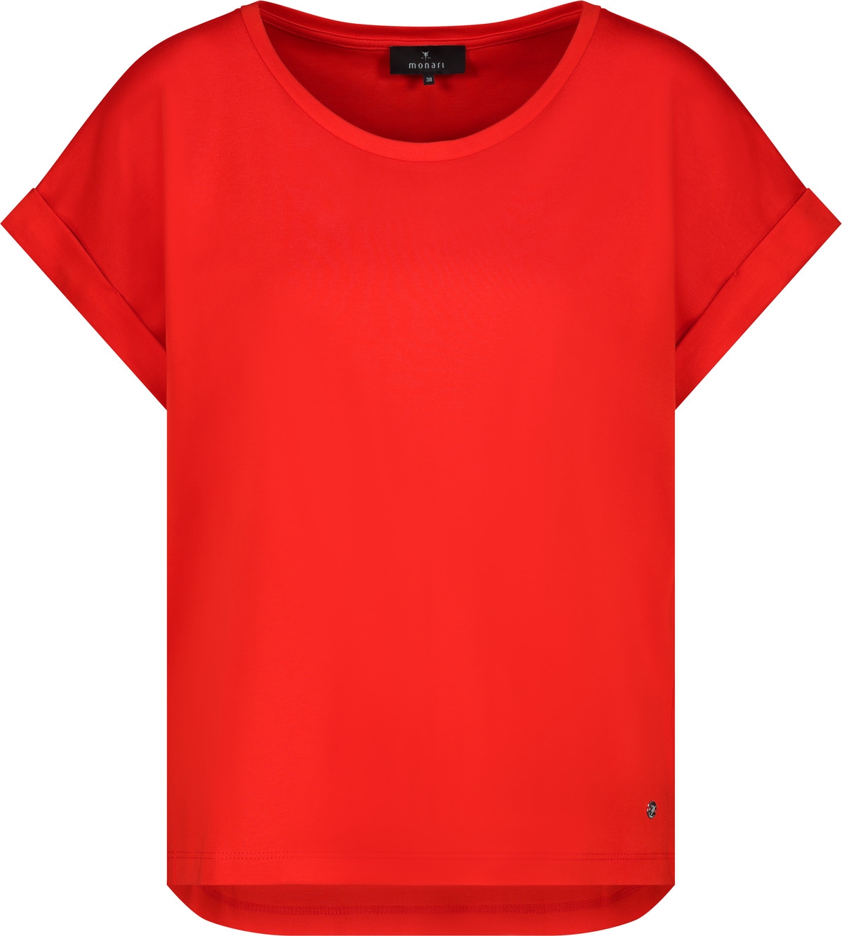 Monari T-Shirt »Pima uni« Rundhalsausschnitt, reine Baumwolle, Kurzarm mit Aufschlag