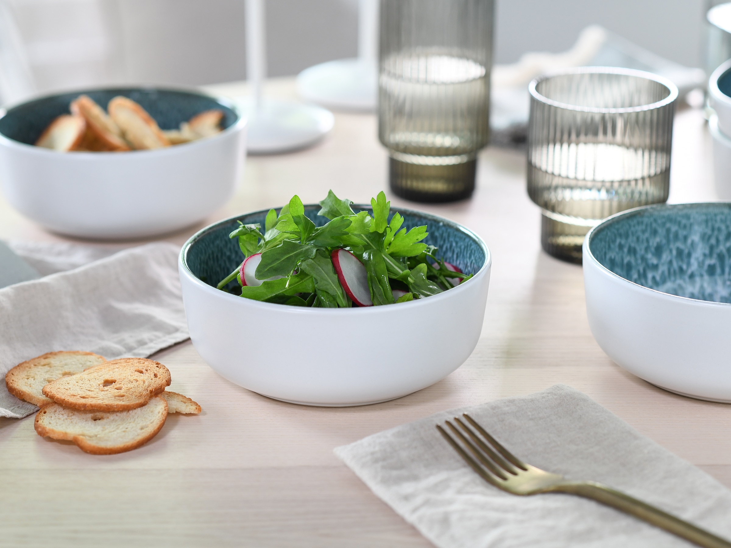 CreaTable Kombiservice »Nordic Fjord, Service 16-tlg.« Reaktive Glasur, Einzigartiger Look