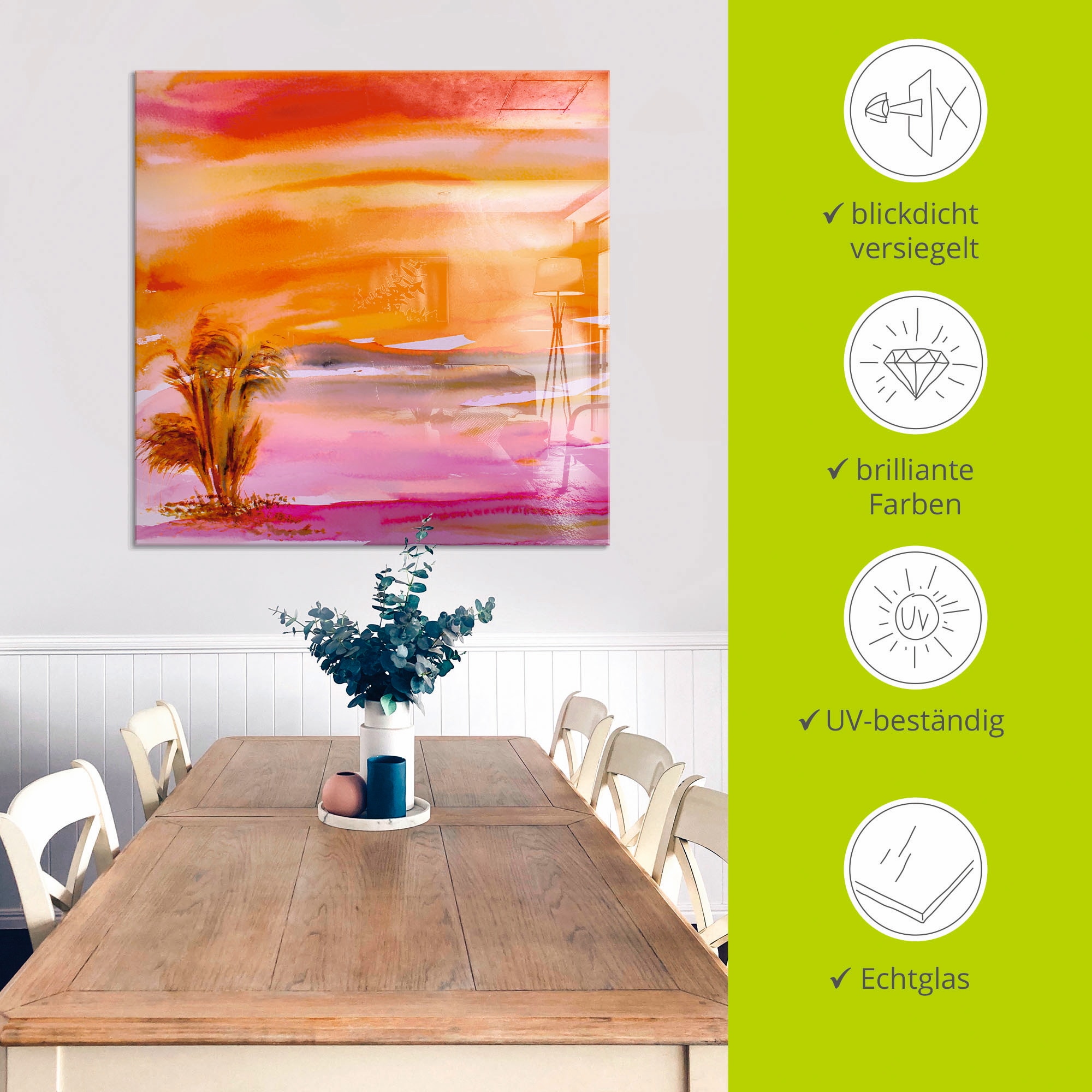 Artland Glasbild »Abendsonne«, Sonnenaufgang & -untergang, (1 St.), in verschiedenen Größen