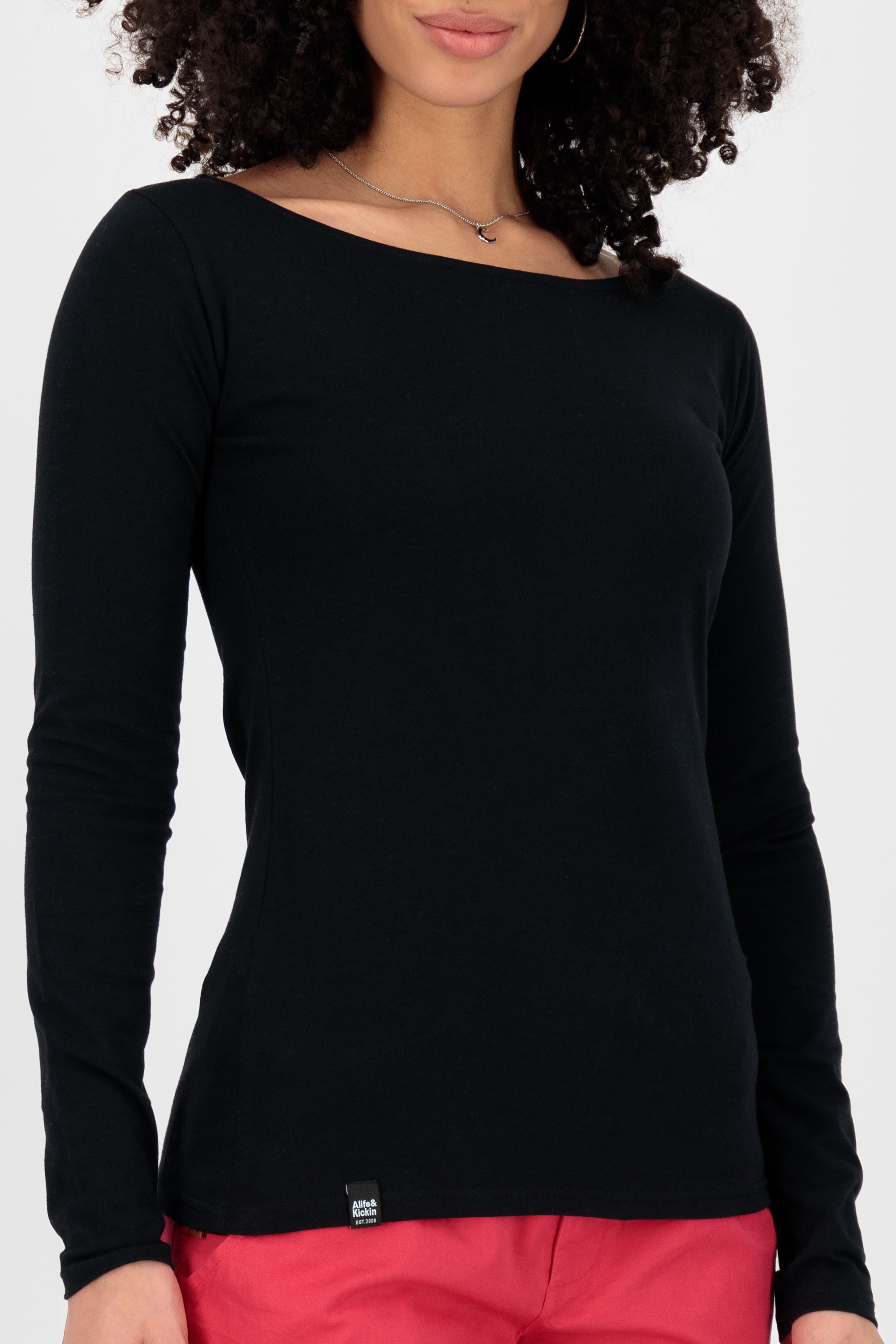 Alife & Kickin Langarmshirt »Damen FinjaAK A«, Einfarbiges Longsleeve mit Rundhalsausschnitt, figurnahe Passform