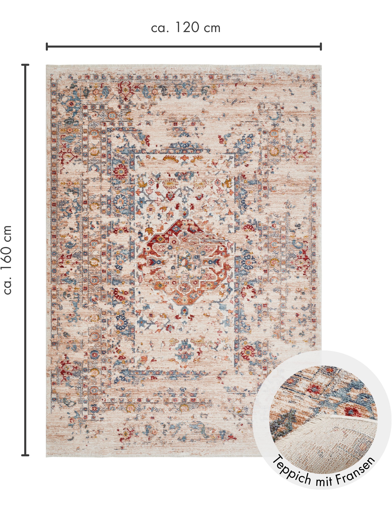LUXOR living Teppich »Rocco«, rechteckig, 11 mm Höhe, Vintage-Look, verschiedene Design, mit Fransen, Wohnzimmer