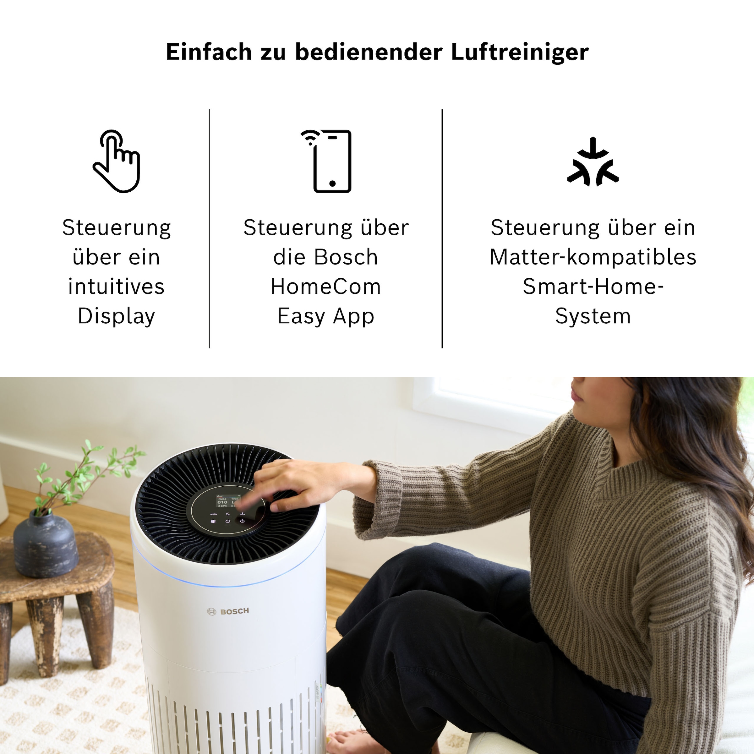BOSCH Luftreiniger »Air 6000i, leistungsstark und mit App-Steuerung« für 125 qm Räume mit 4-in-1 Luftfilter und Temperatur- und Luftfeuchtigkeits-Sensor