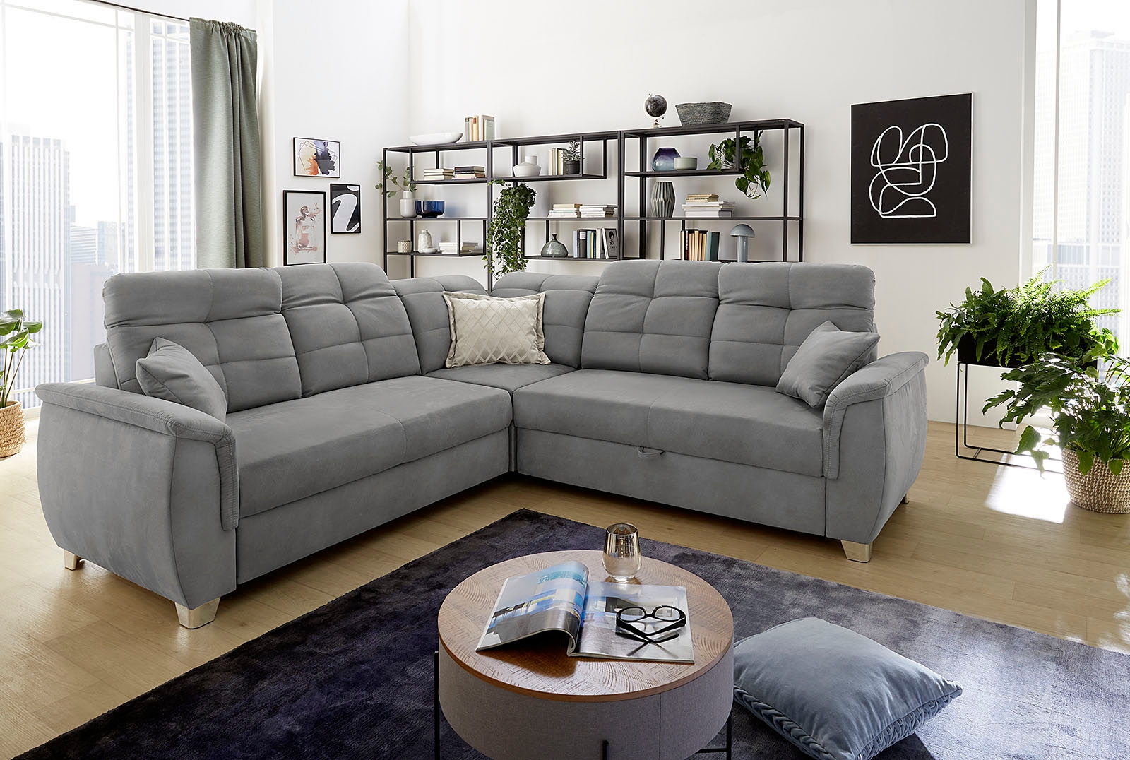 Jockenhöfer Gruppe Ecksofa Udine, verstellbare Kopfteile, Gästebett- und Relaxfunktion